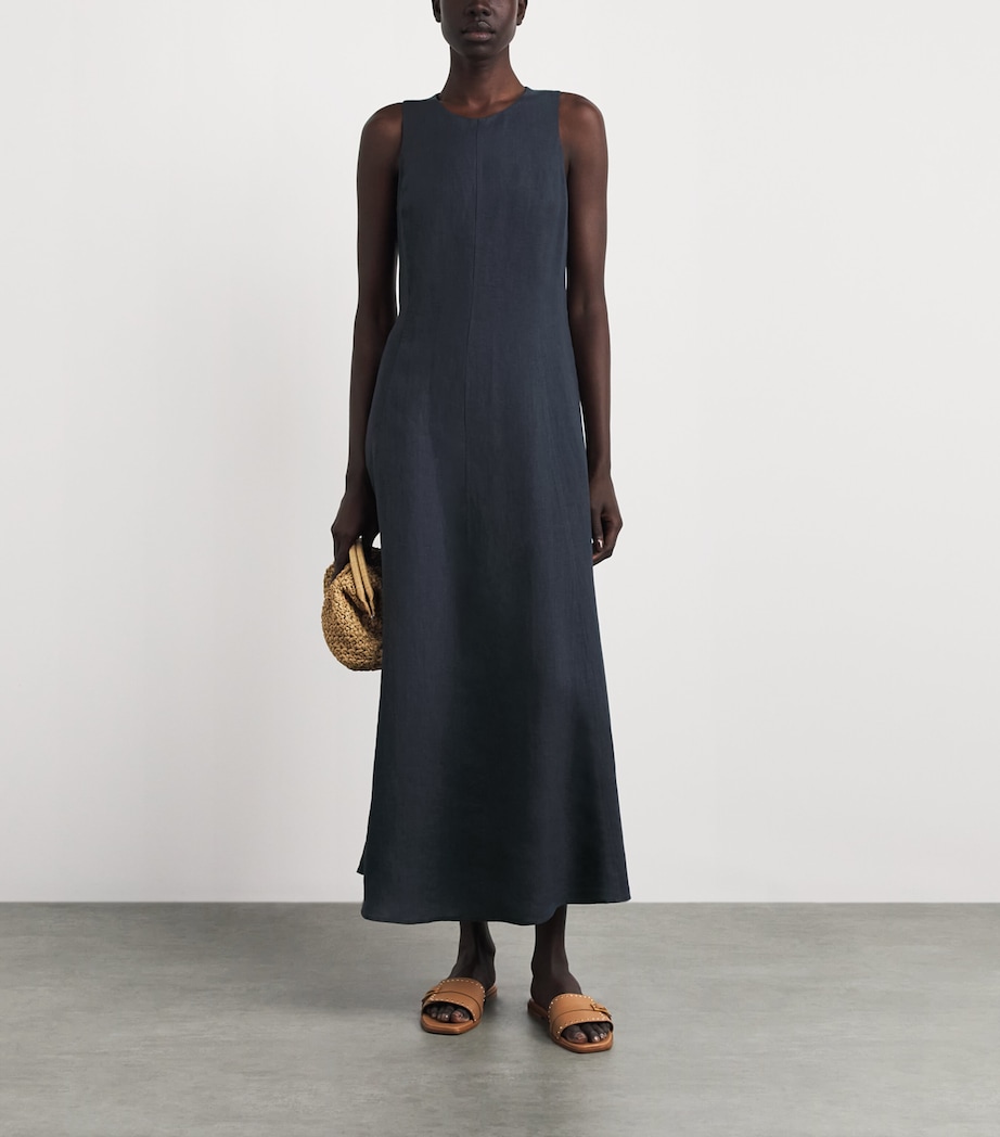 Eleventy Womens Linen Maxi Dress Blu Nuovo Image 2