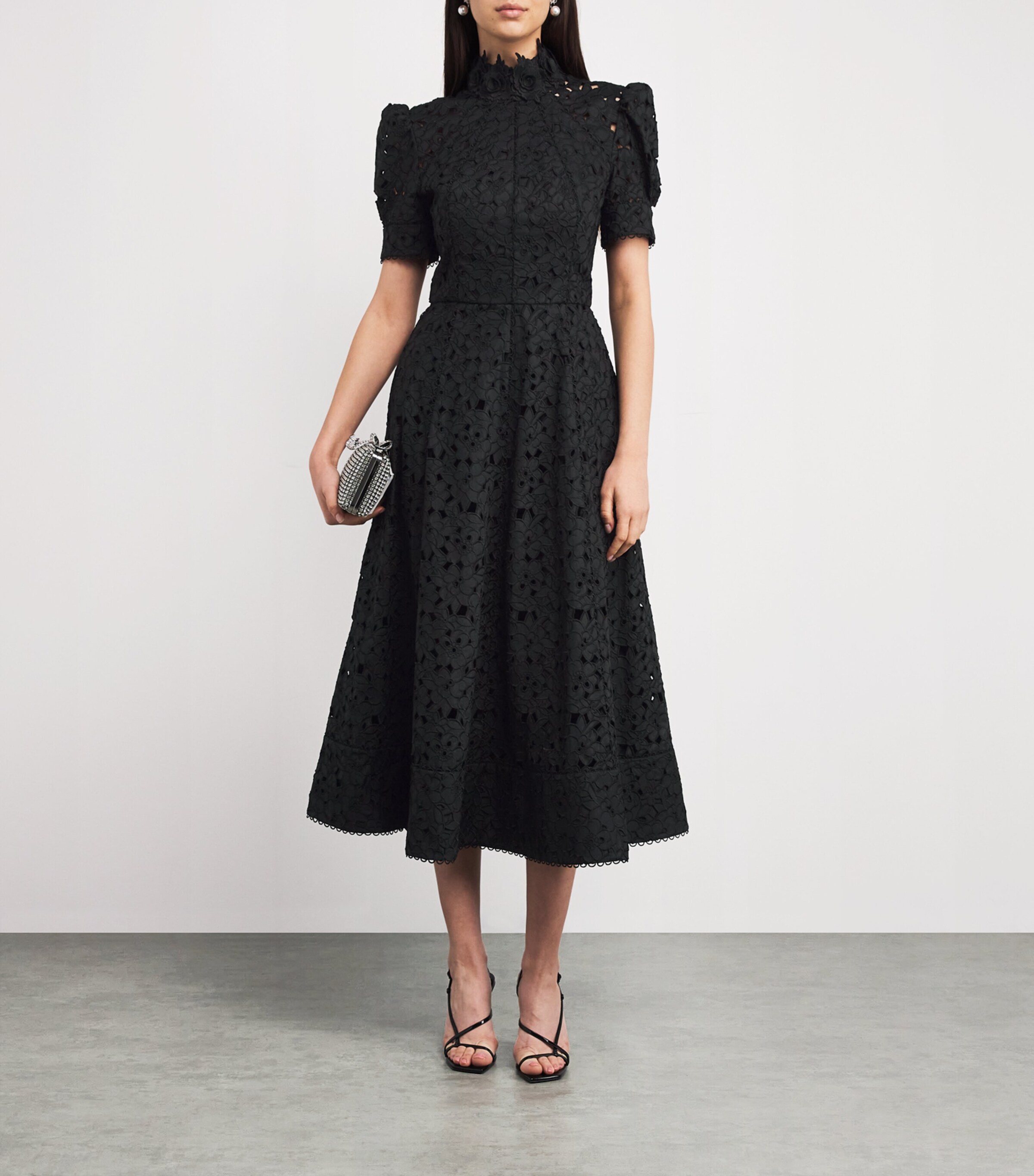 ◆関税込◆【REBECCA VALLANCEC】broderie anglaise midi dress Kitsu broderie anglaise midi dress in black - Rebecca