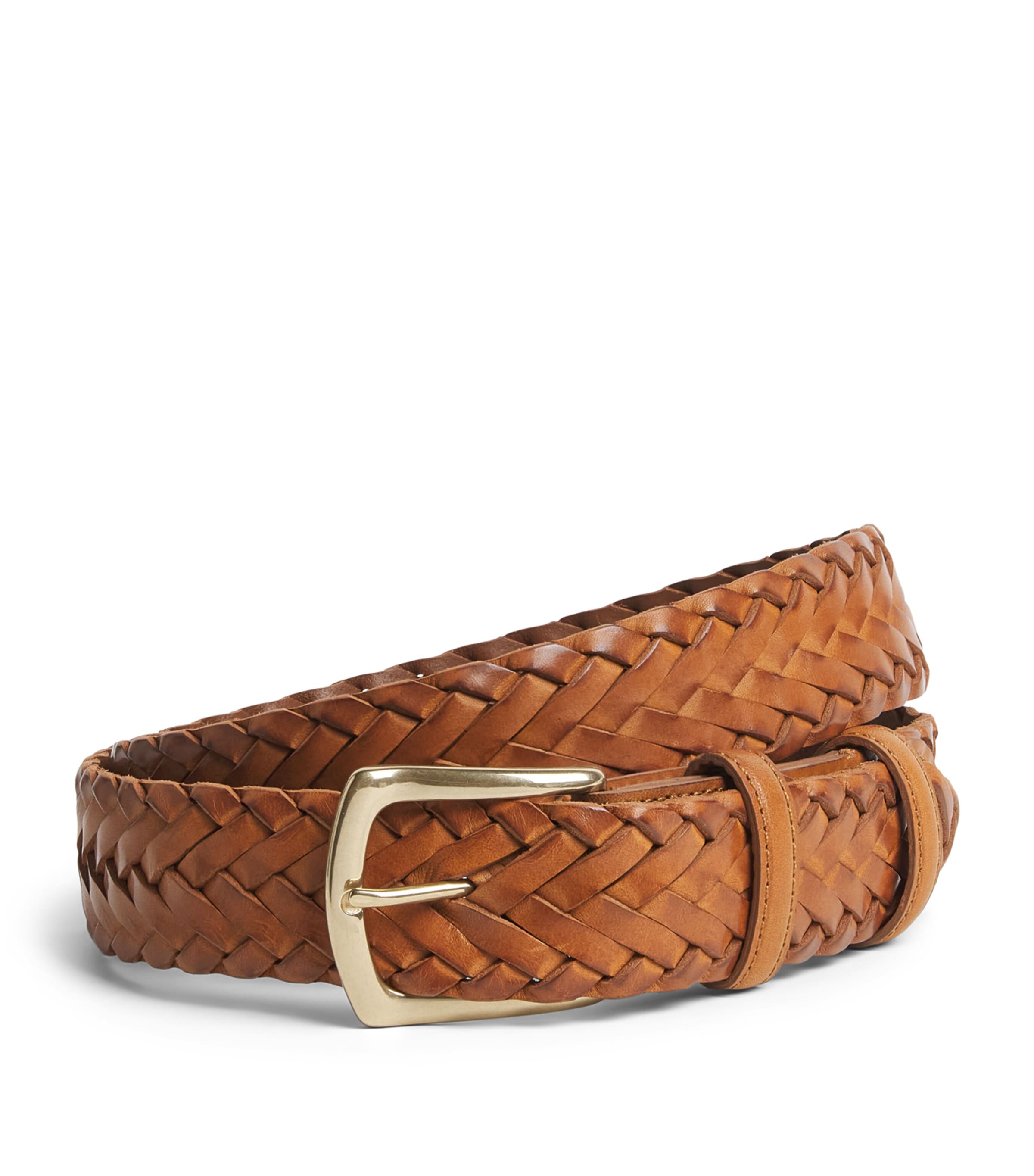 Elliot Rhodes Leather Braided Belt Tan Image 1
