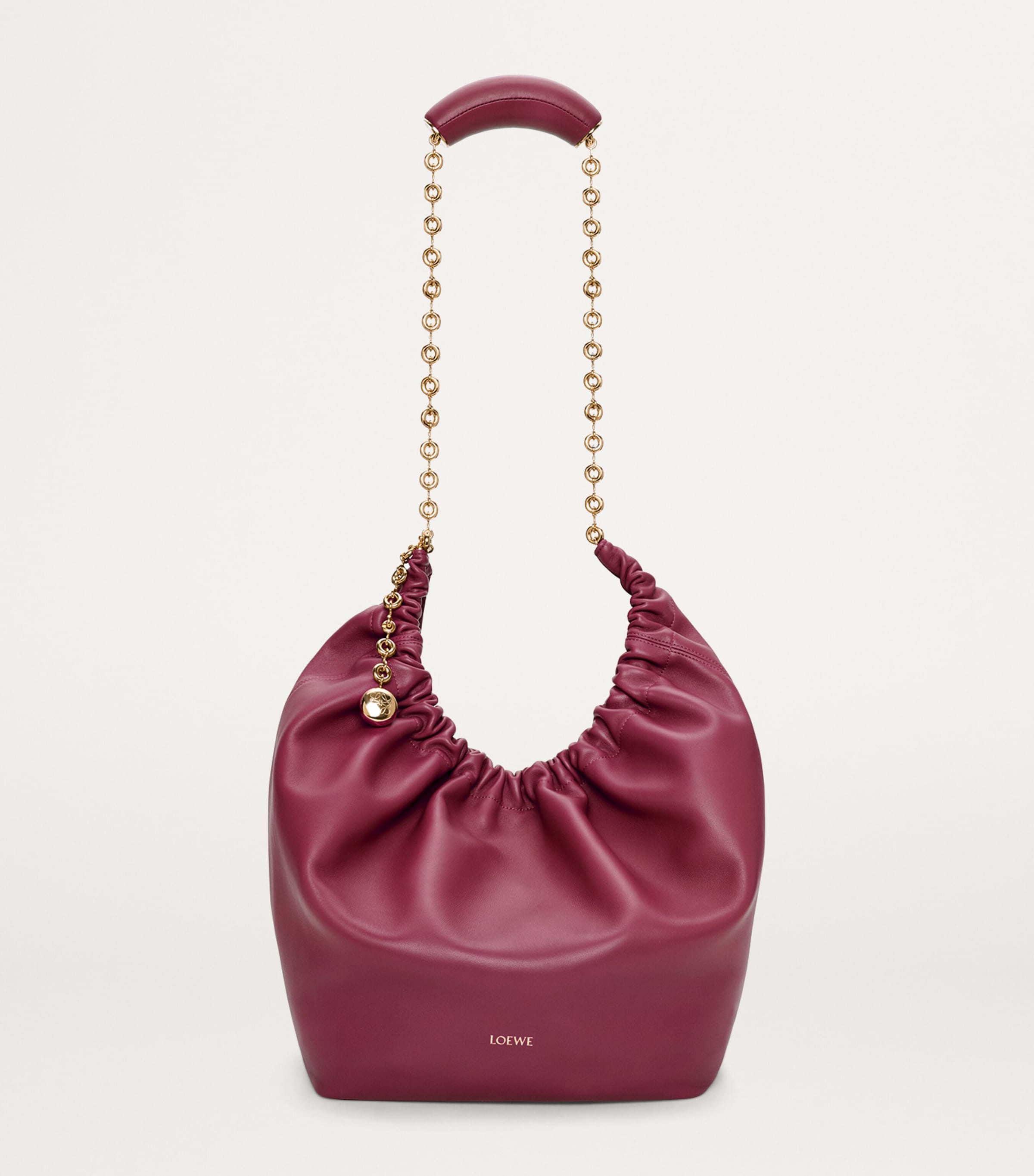 Medium Leather Squeeze Top-Handle Bag CRIMSON Image 6
