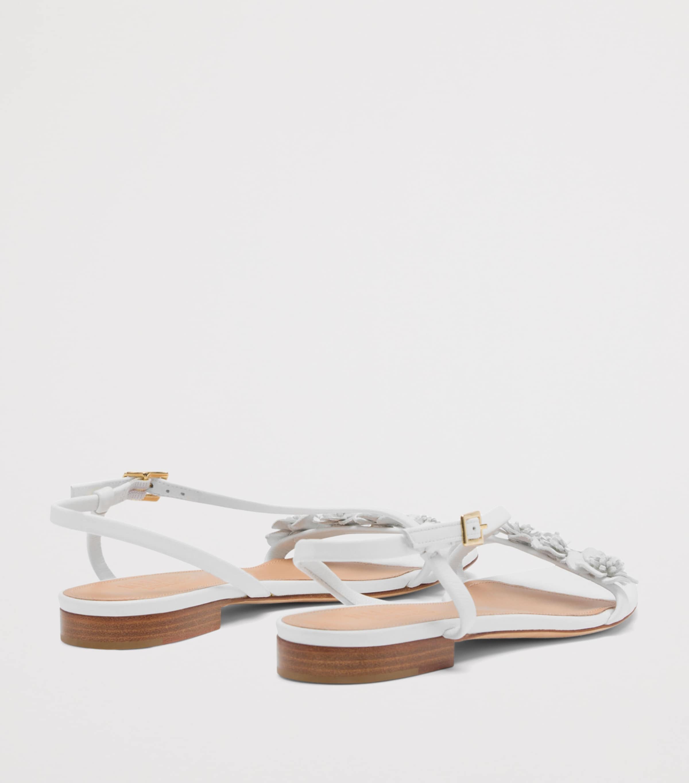 Malone Souliers Leather Flower-Embellished Serra Sandals White Image 4