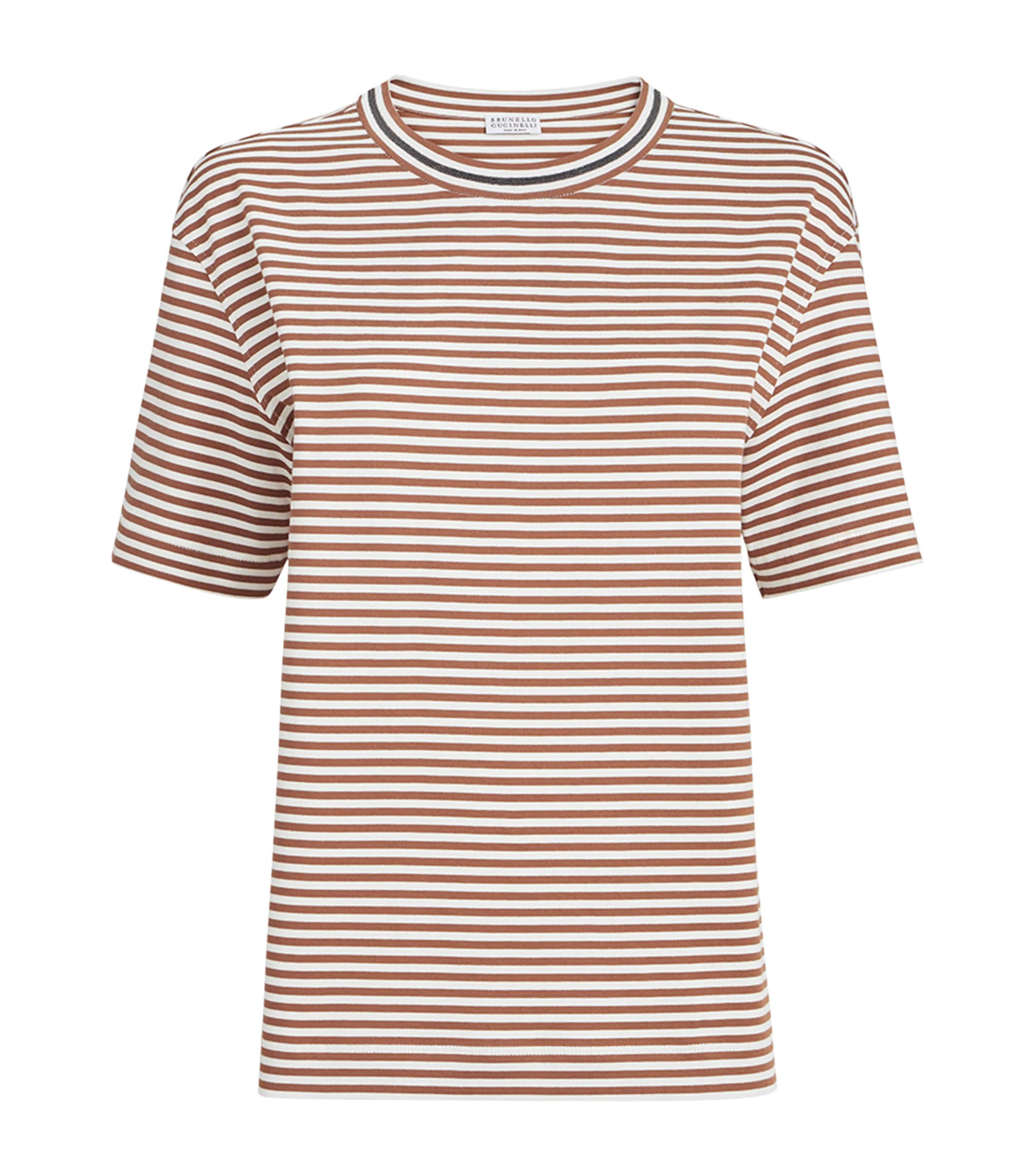 Brunello Cucinelli Womens Cotton Jersey Striped T-Shirt Image 1