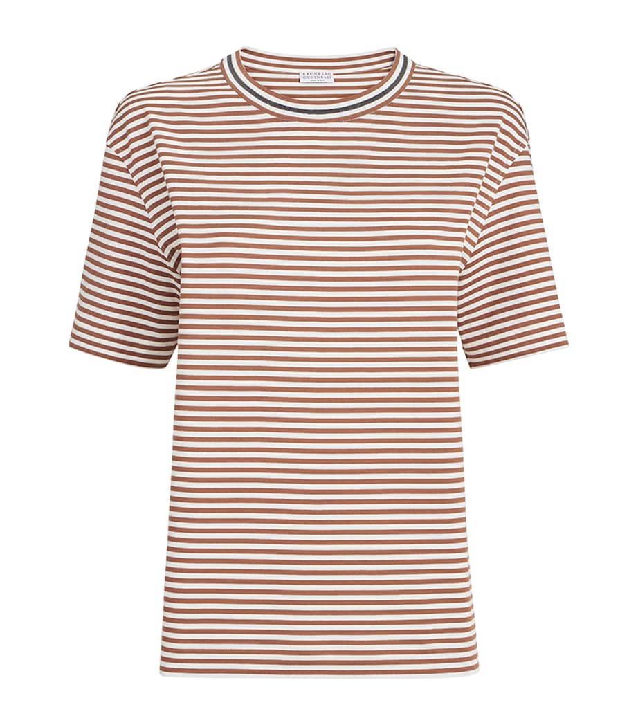 Brunello Cucinelli Womens Cotton Jersey Striped T-Shirt Image 1