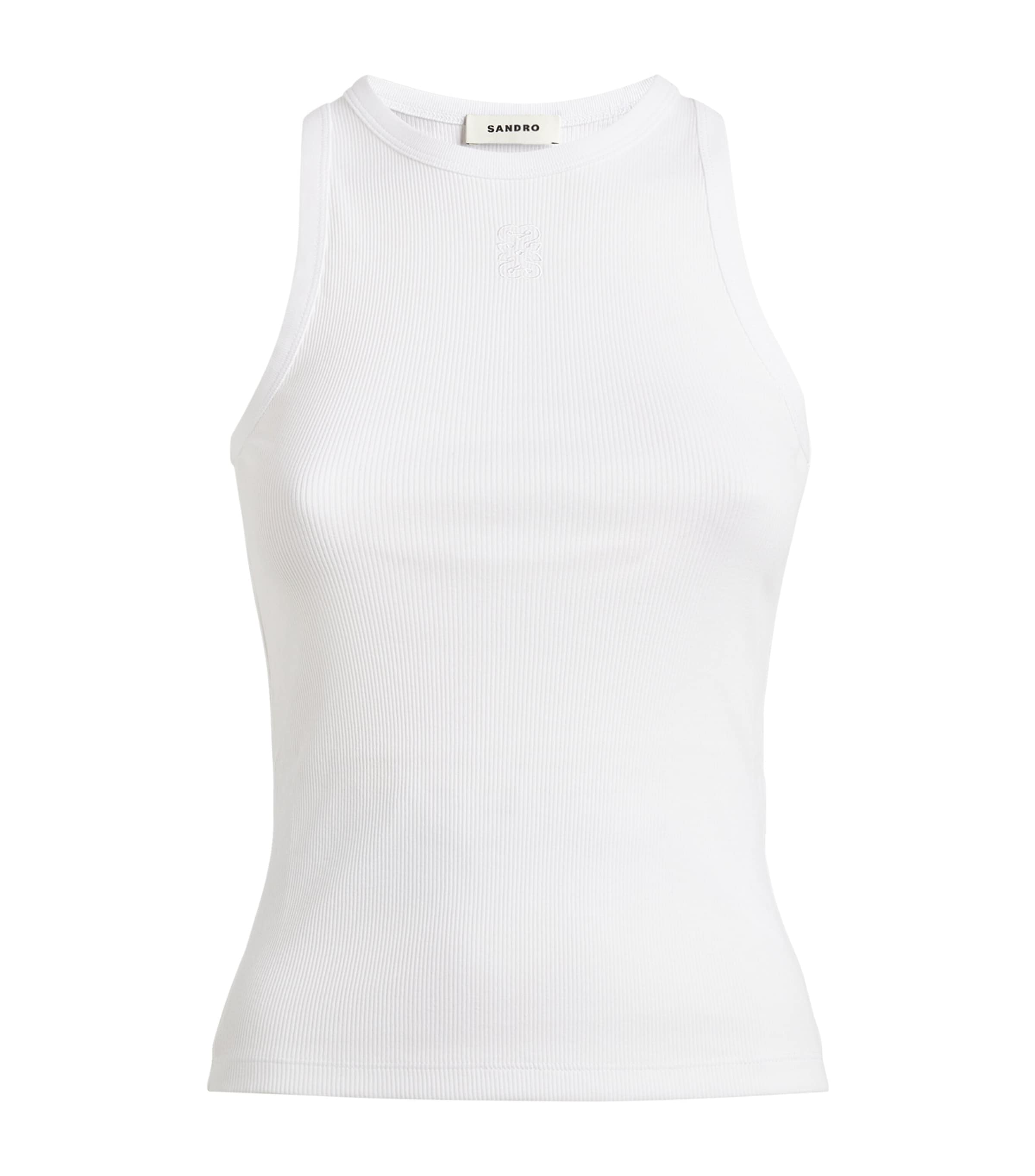 Sandro Ribbed Tank Top In Beige