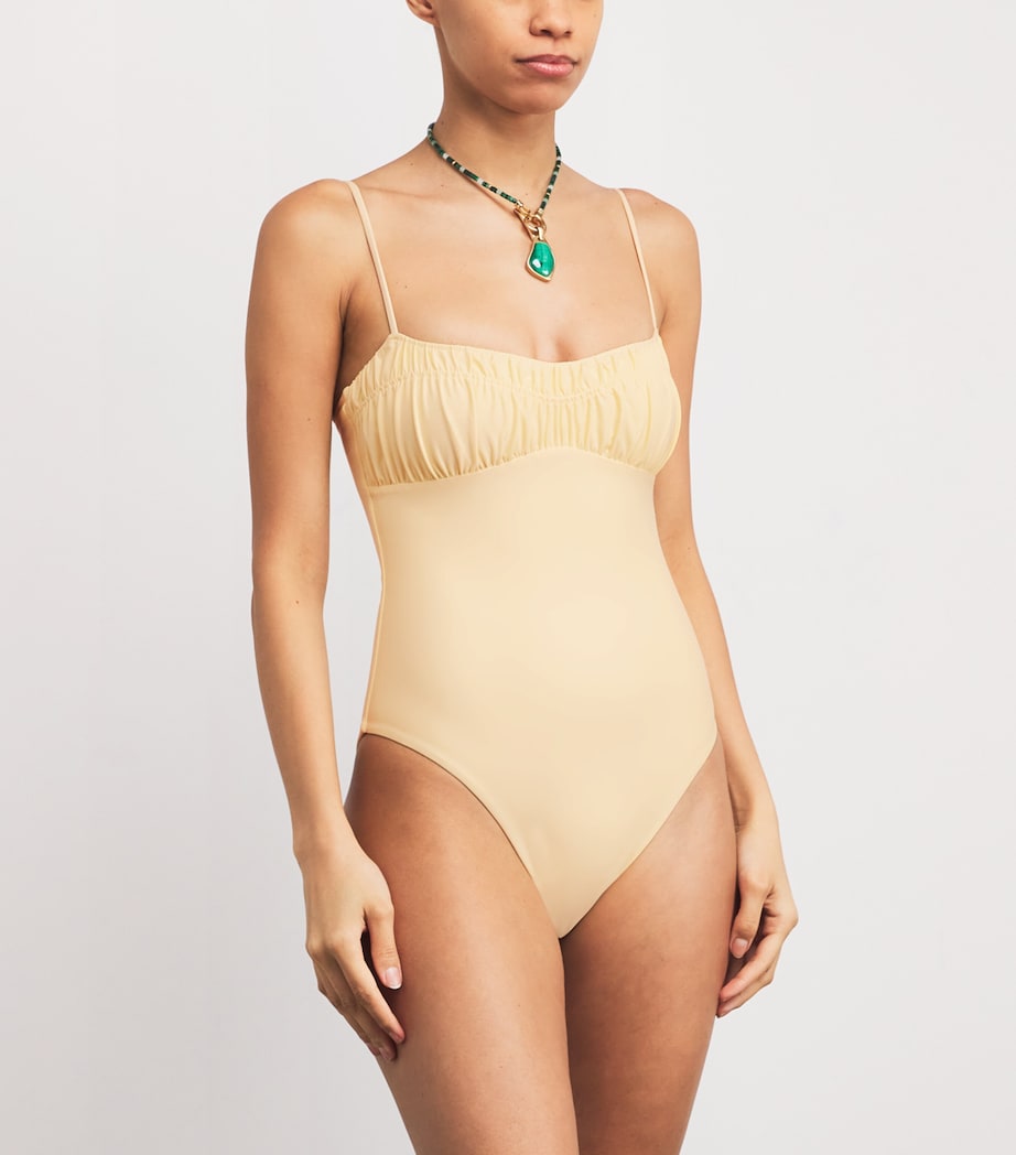 Faithfull the Brand Womens Ruched Rocio Swimsuit Buttermilk Image 2