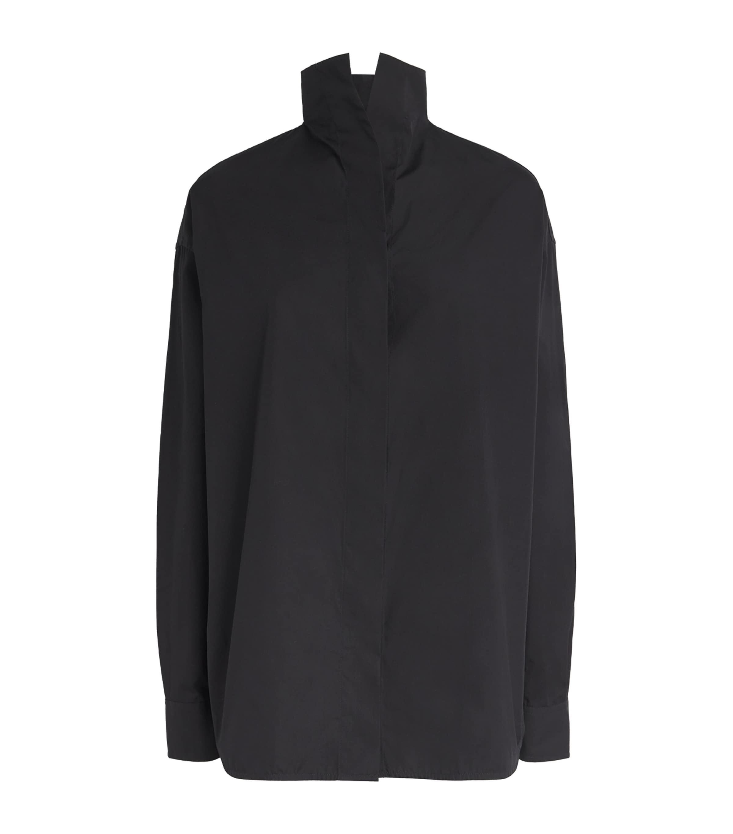 Toteme Womens Cotton Poplin Sharp Shirt Black Image 1