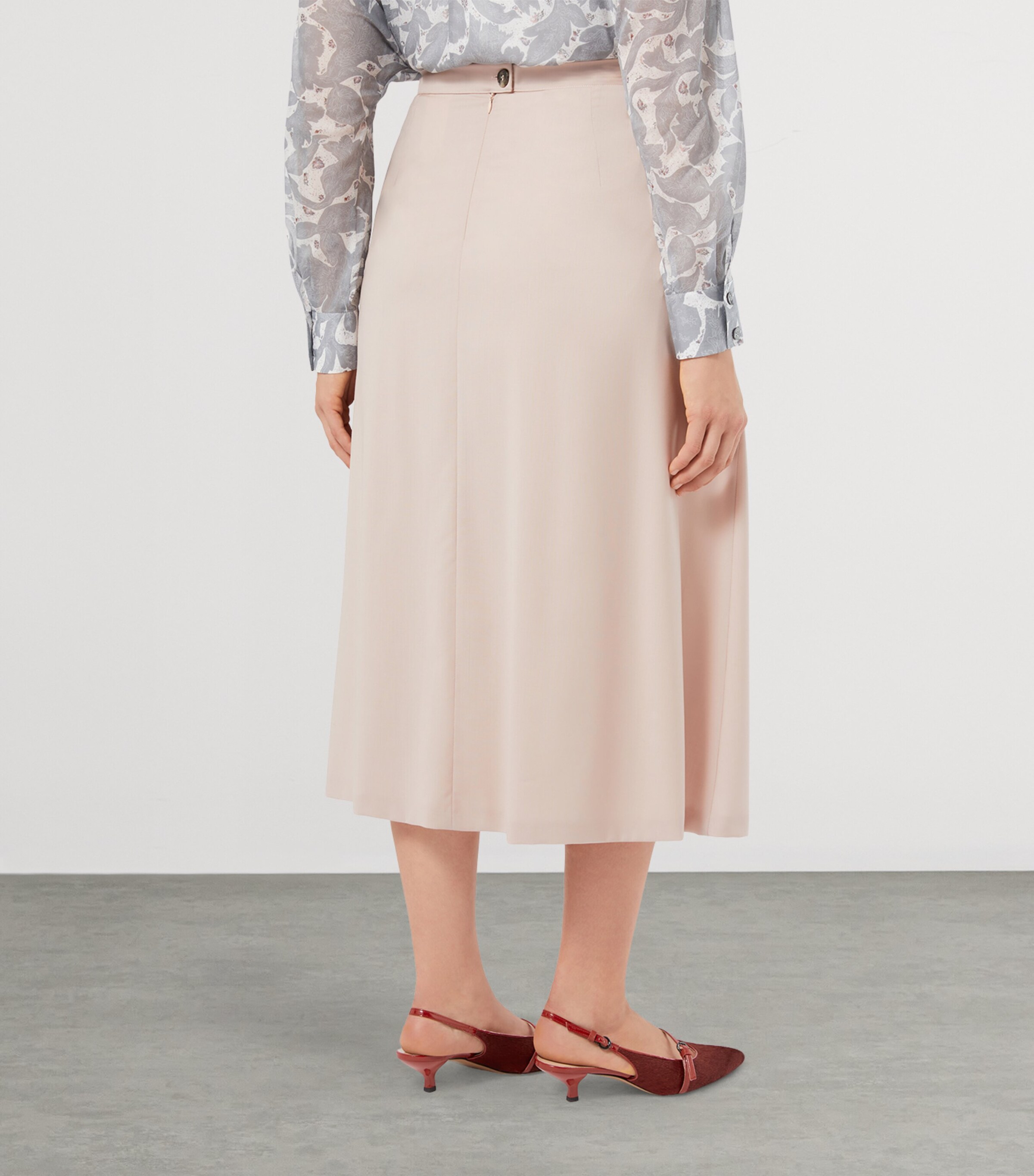 Virgin Wool Pinza Midi Skirt PINK Image 3
