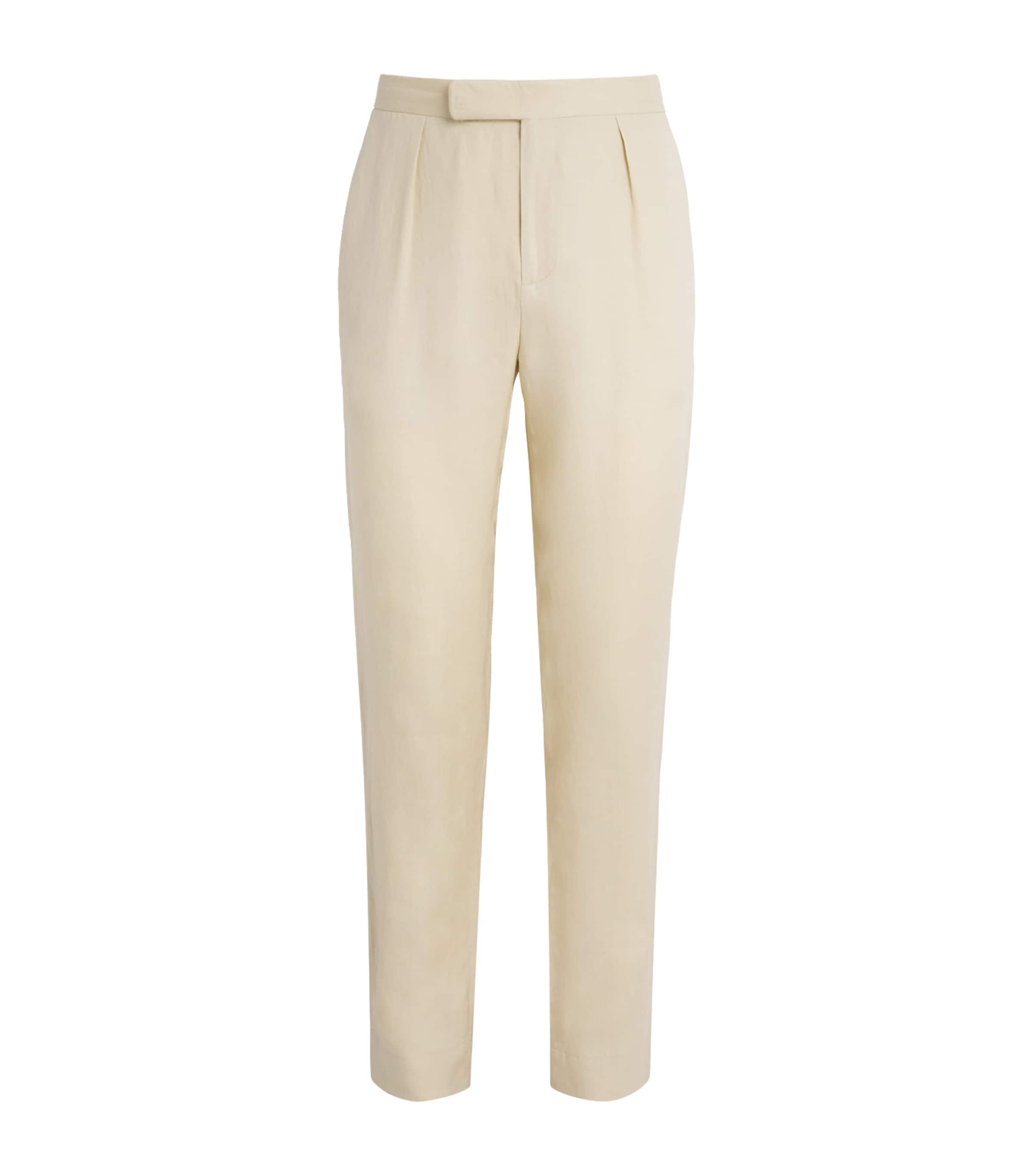 Ralph Lauren Linen Davis Trousers In Neutral