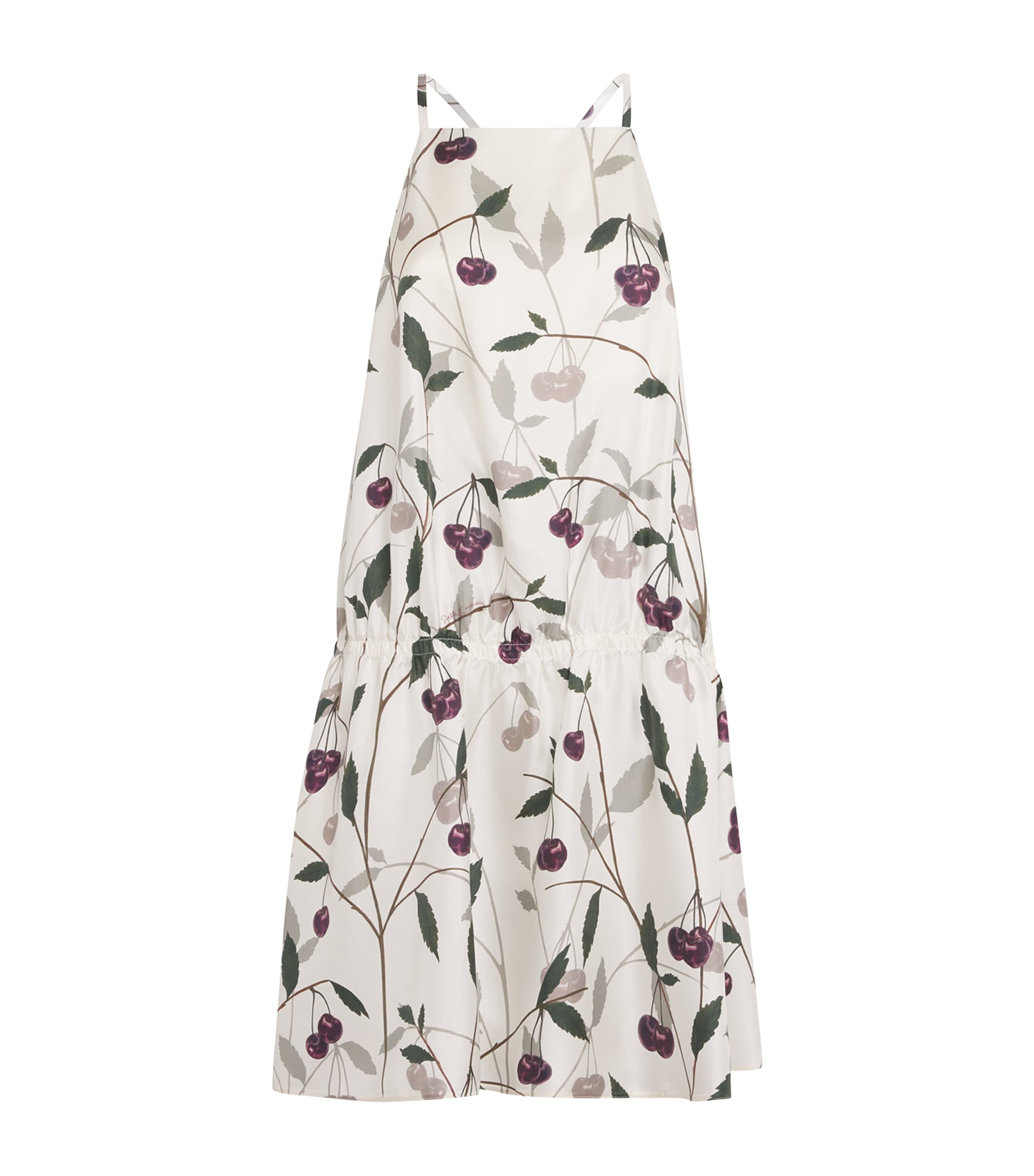 Stella Mccartney Cherry Print Sleeveless Mini Dress In White