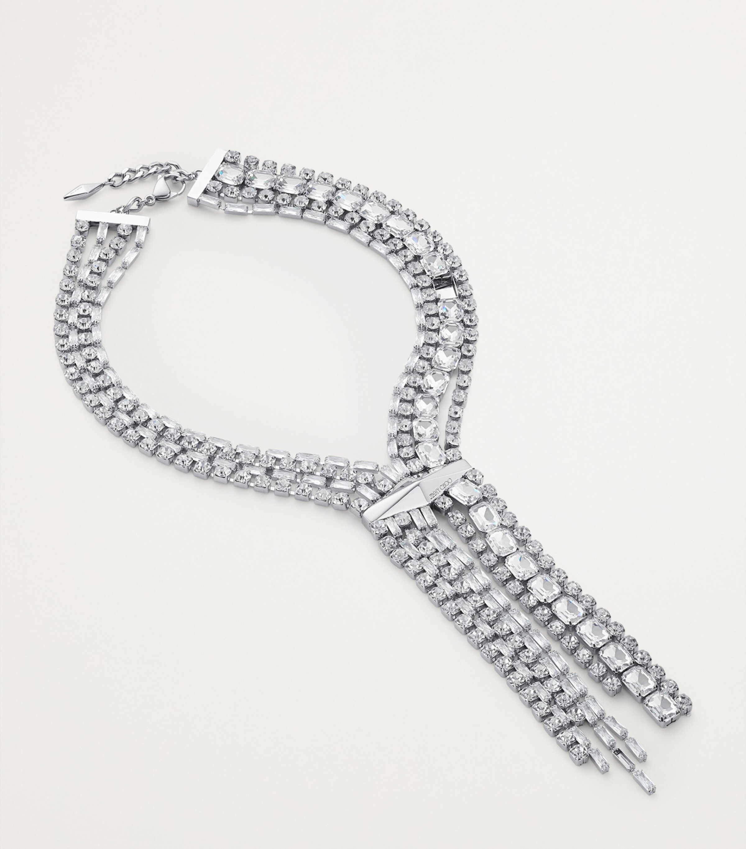 JIMMY CHOO 関税込み Crystal-embellished logo necklace Jimmy Choo Crystal-embellished Logo Necklace In Gold/crystal