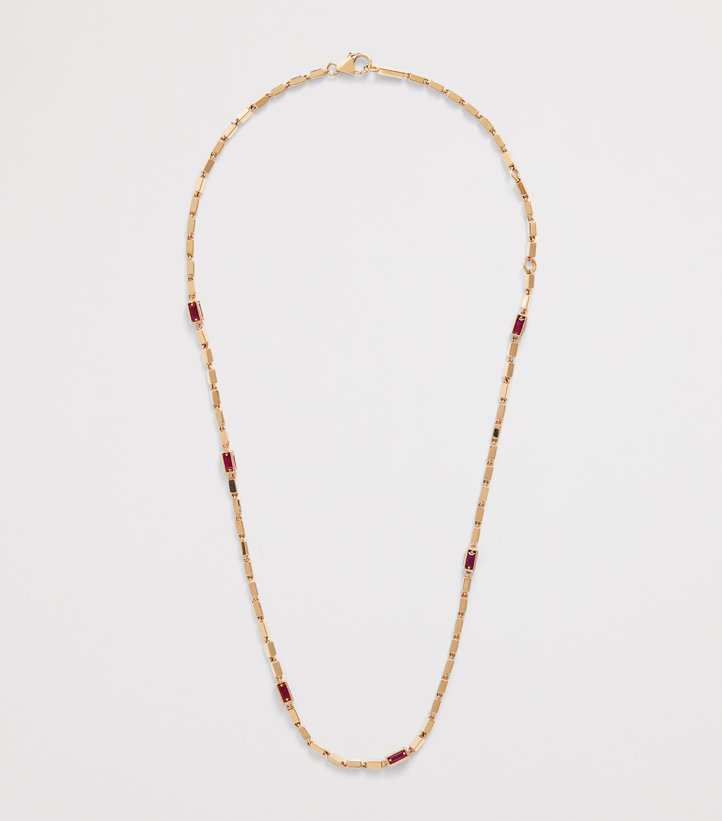 Suzanne Kalan Rose Gold and Ruby Medium Block Chain Necklace Rg/ruby Image 3