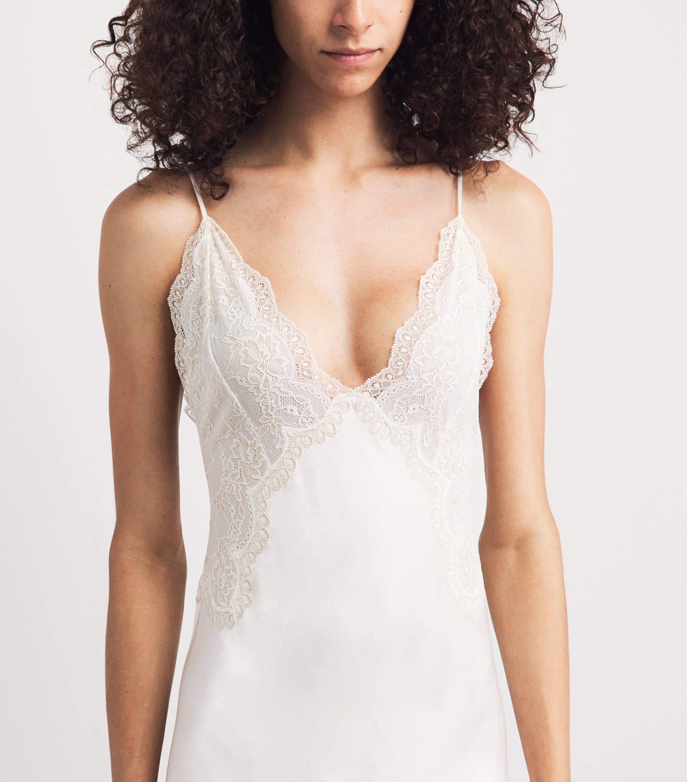 Bocan Womens Satin-Lace Sera Nightdress Off White Image 5