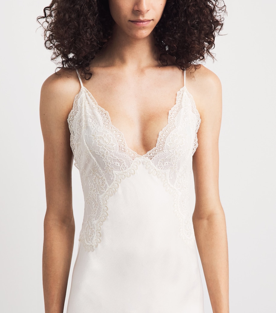 Bocan Womens Satin-Lace Sera Nightdress Off White Image 5