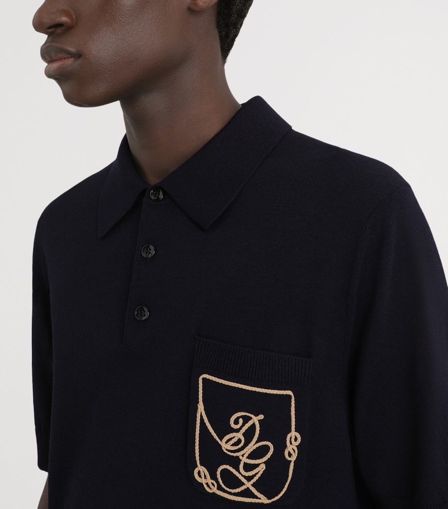 Dolce&Gabbana Mens Virgin Wool Polo Shirt Very Dark Blue Image 5