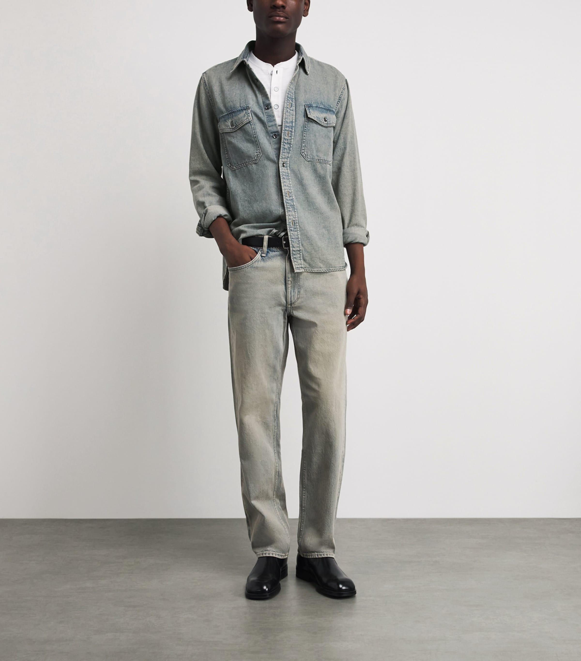 Rag & Bone Mens Denim Twin-Pocket Overshirt Mrrik Image 2