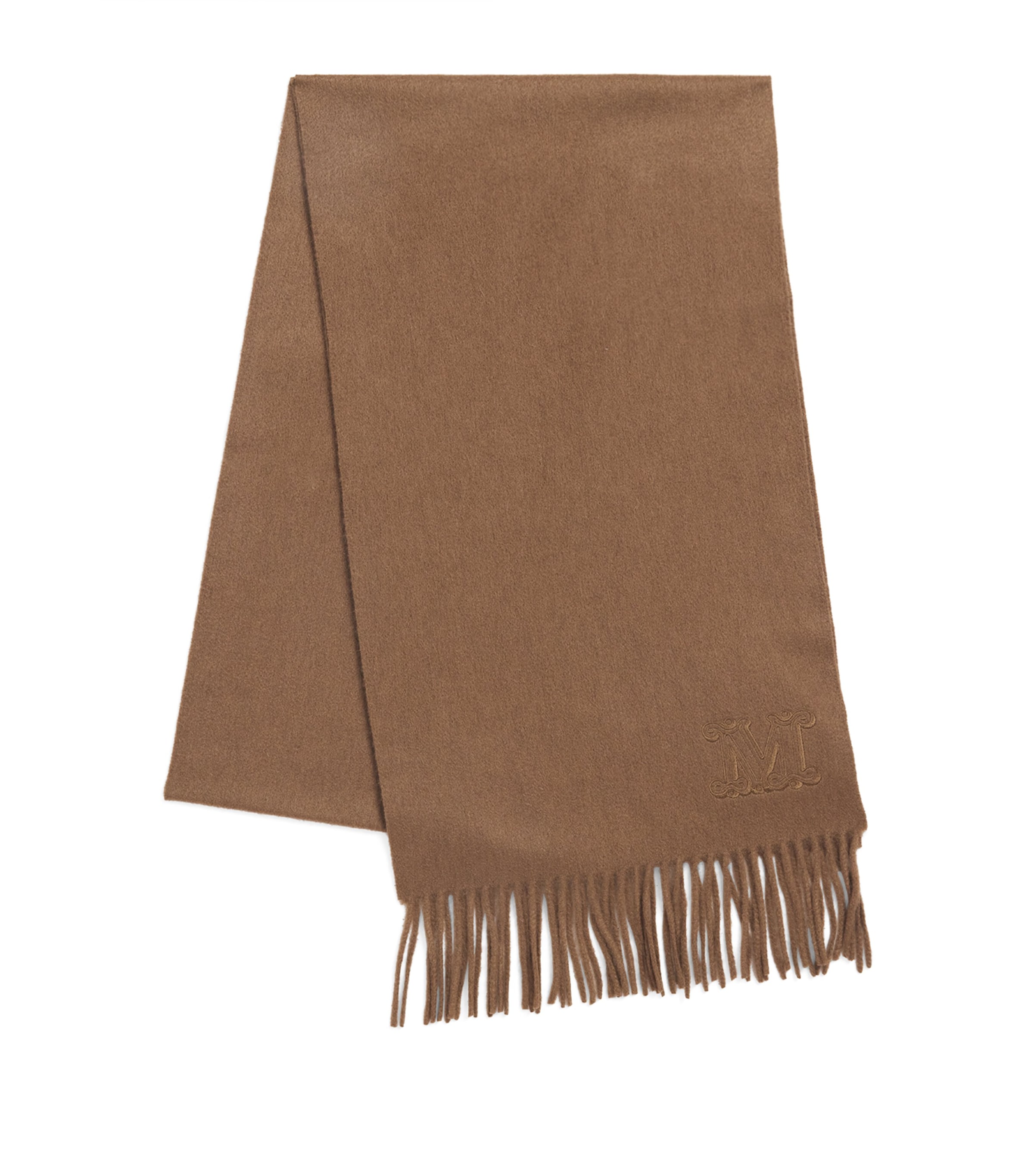Max Mara Cashmere Dalia Scarf Fringed Hem In Brown