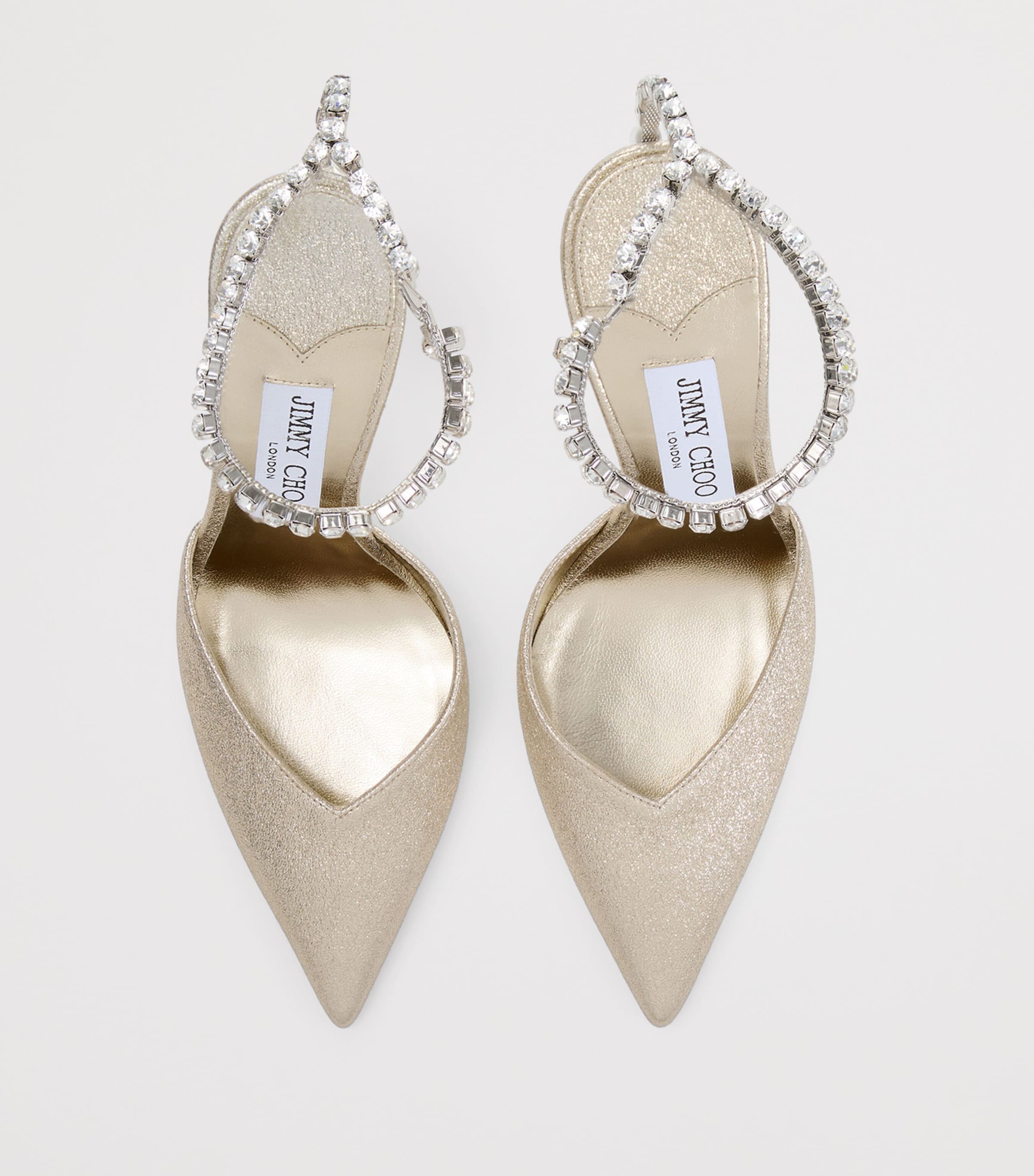 Jimmy Choo Saeda 100 Satin Pumps Platinum/crystal Image 4