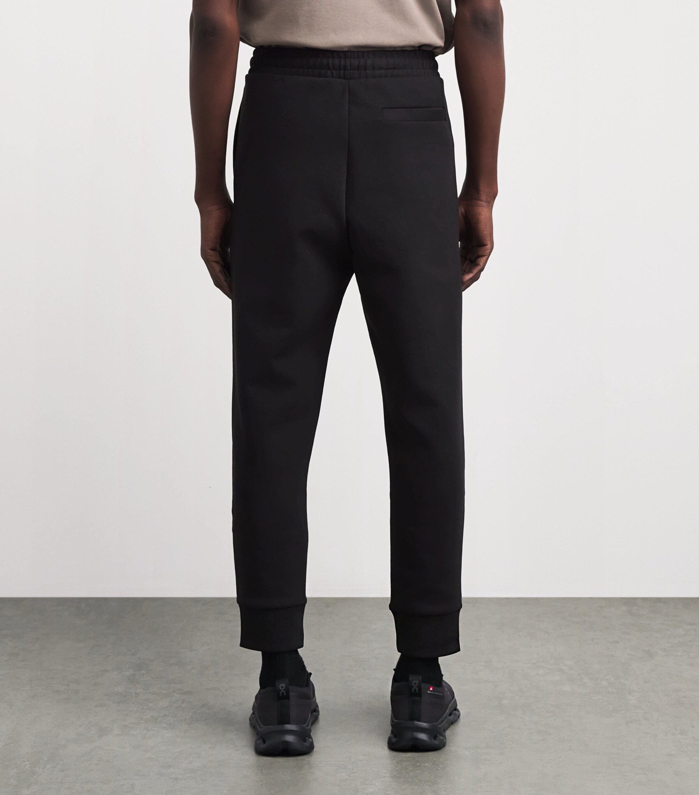 BOSS Mens Stretch-Cotton Logo Sweatpants Black Image 5