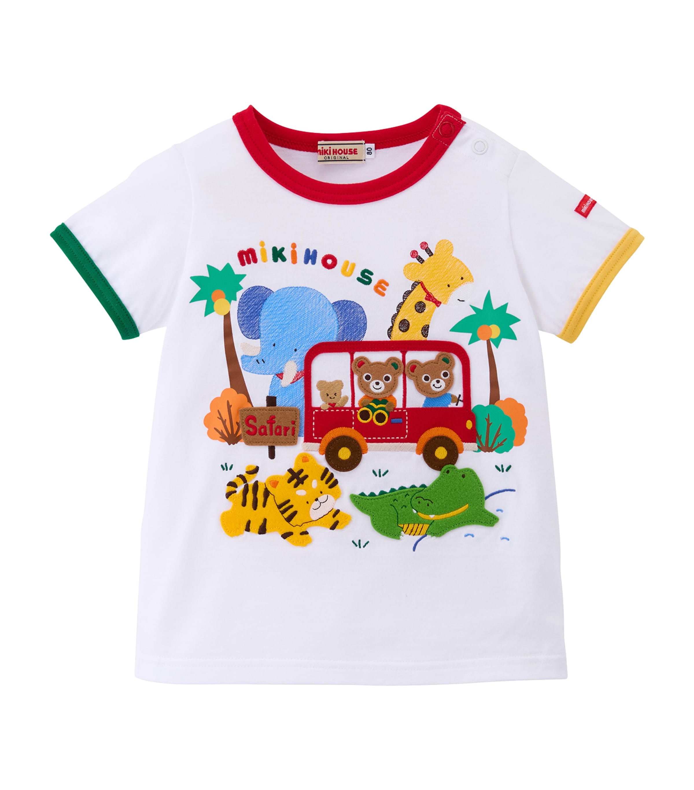 Miki House Cotton Appliqué T-shirt In White
