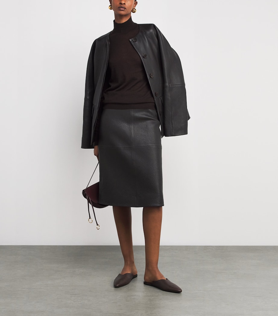 Grained Leather Barbs Jacket COCOA Image 2