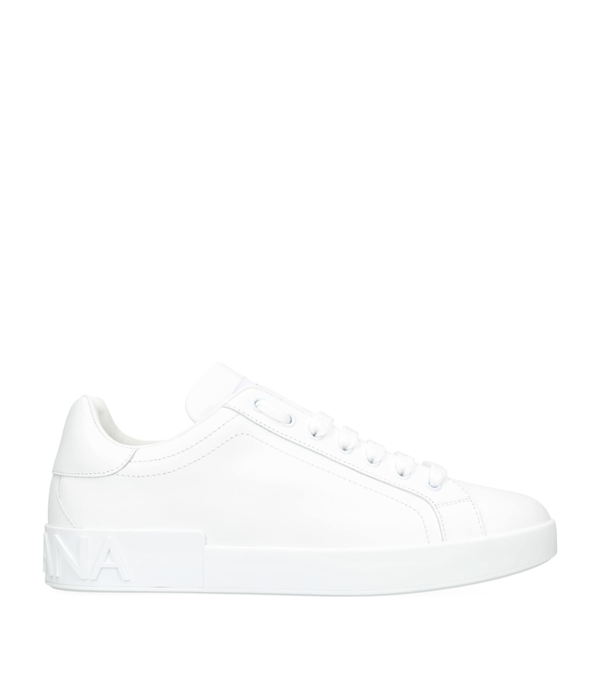 Dolce & Gabbana Tonal Portofino Sneakers In White