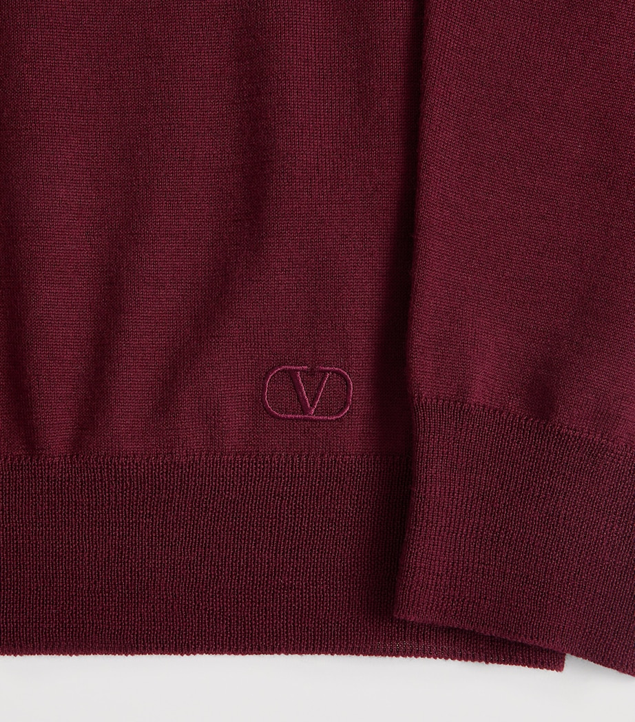 Valentino Garavani Mens Virgin Wool Long-Sleeve Polo Shirt Image 8