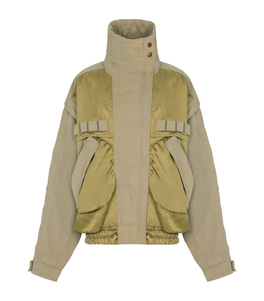 Balmain Womens Cotton-Blend Twill Bomber Jacket Vert Pale Image 1