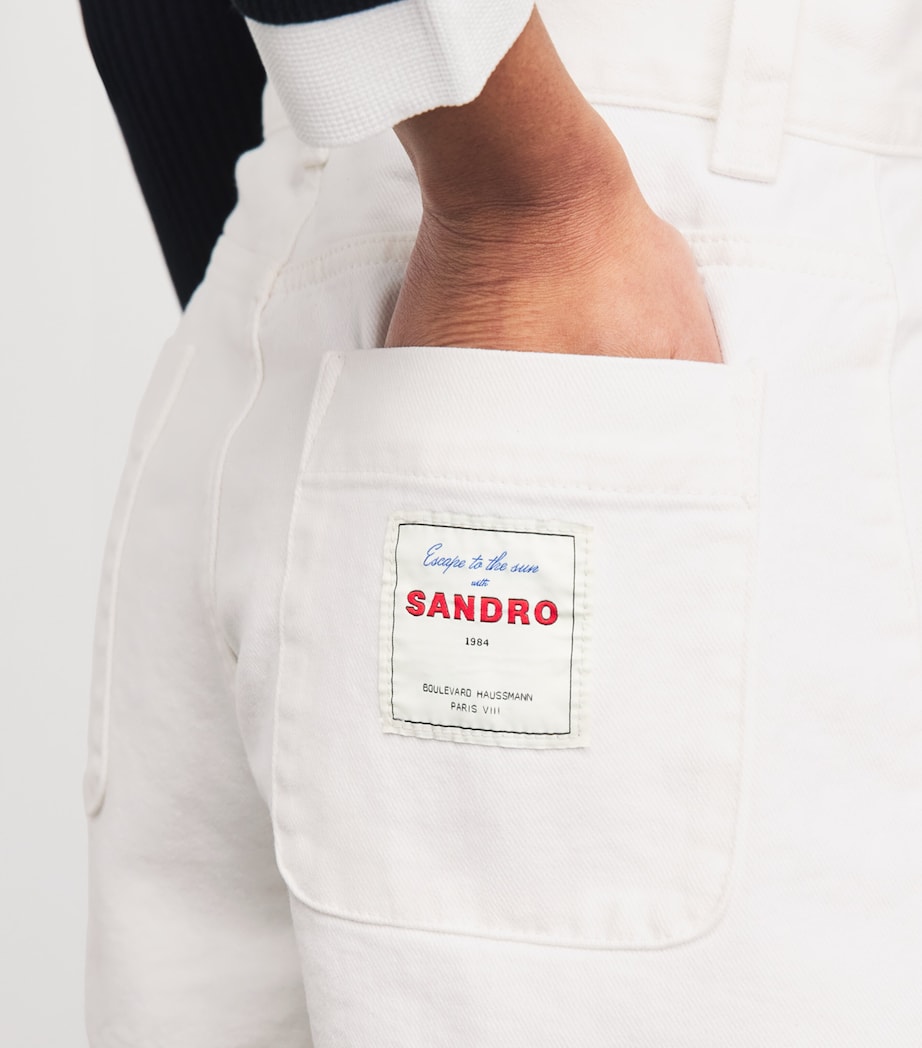 Sandro Paris Womens Denim High-Waist Shorts White Image 3