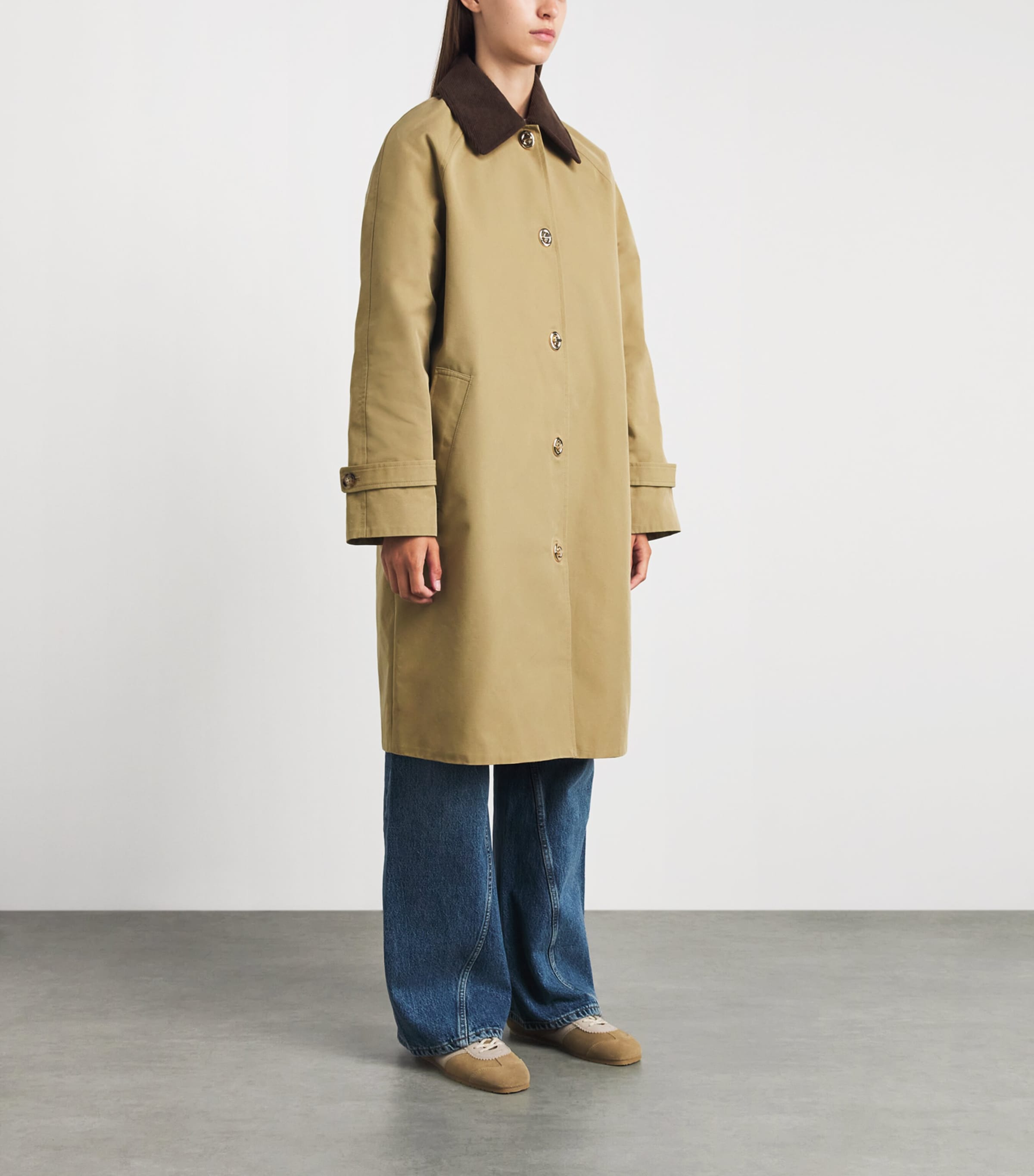 Claudie Pierlot Womens Velvet-Collar Trench Coat Beige Image 4