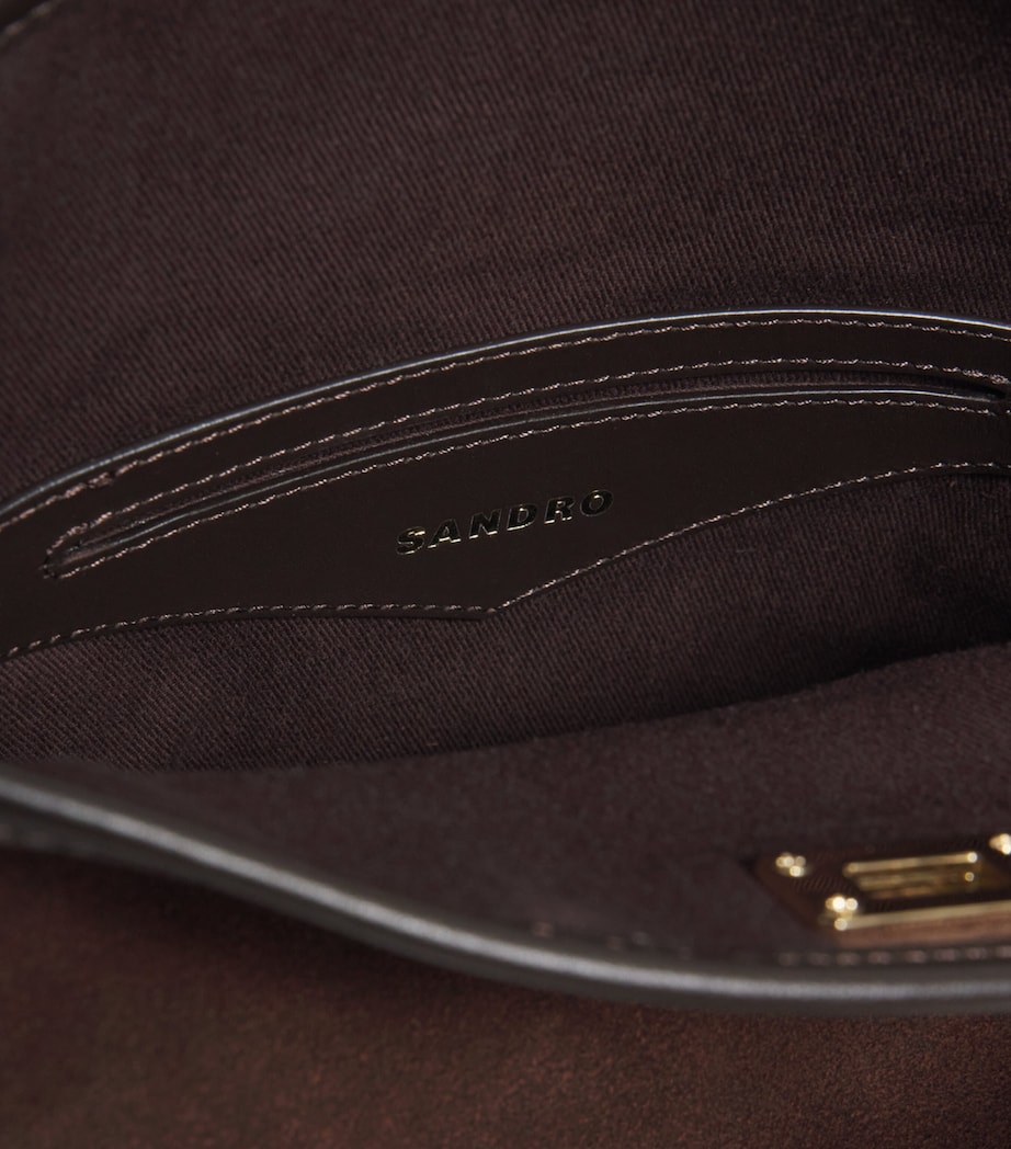 Mini Leather Fringe Tangoso Bucket Bag MAHOGANY Image 3