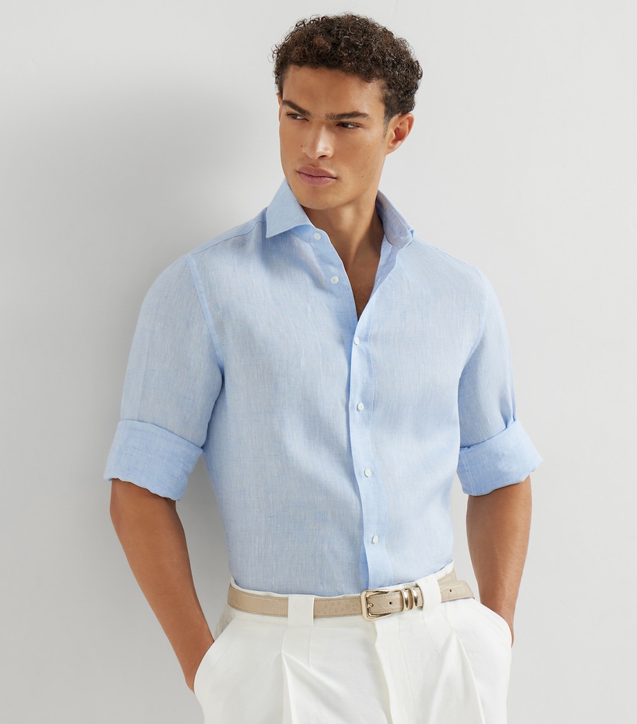 Brunello Cucinelli Mens Linen Easy-Fit Shirt Image 4
