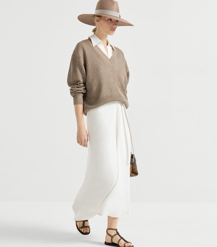 Brunello Cucinelli Womens Twill Maxi Dress Image 4