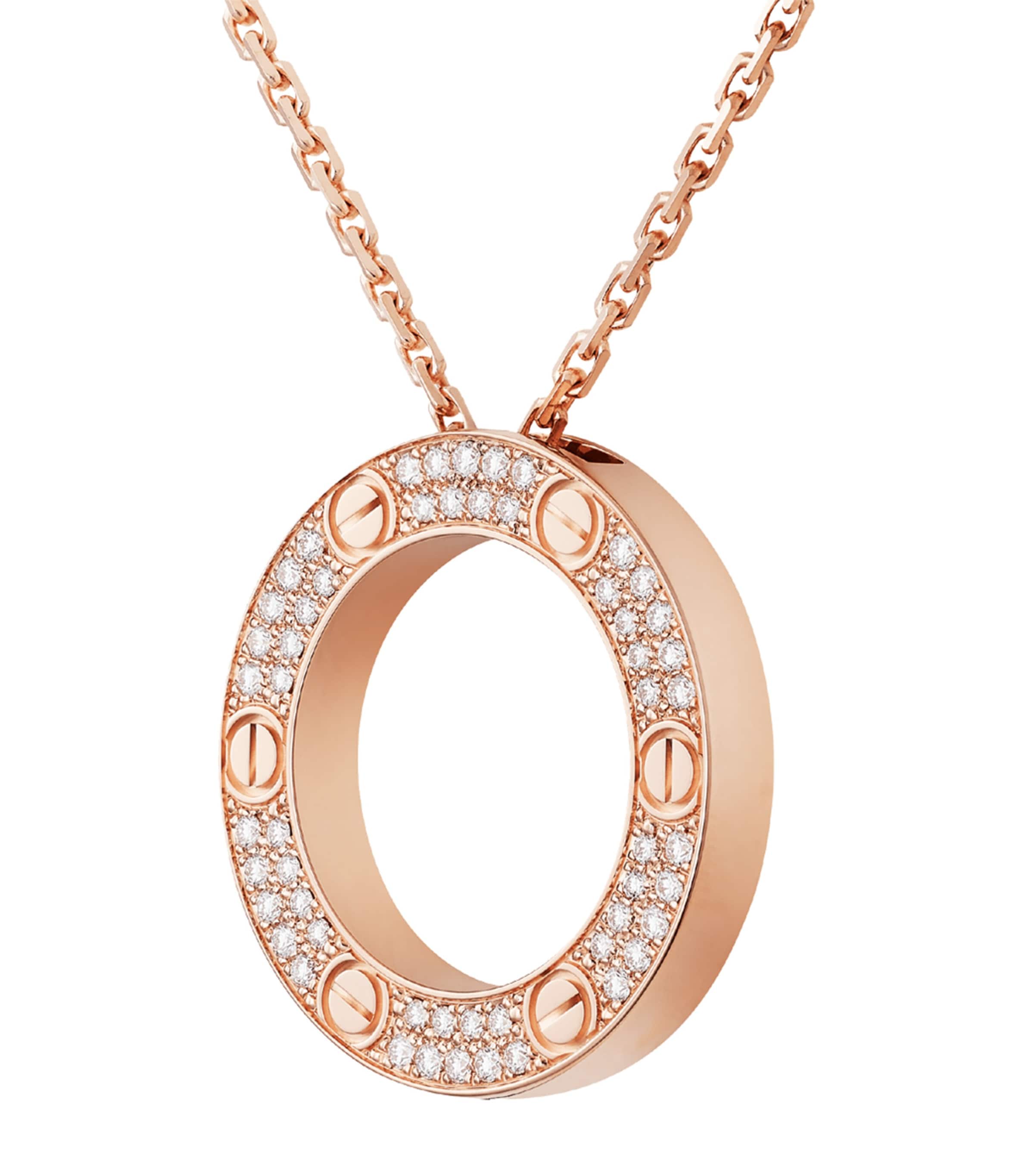 Rose Gold and Diamond LOVE Necklace ROSE GOLD Image 4