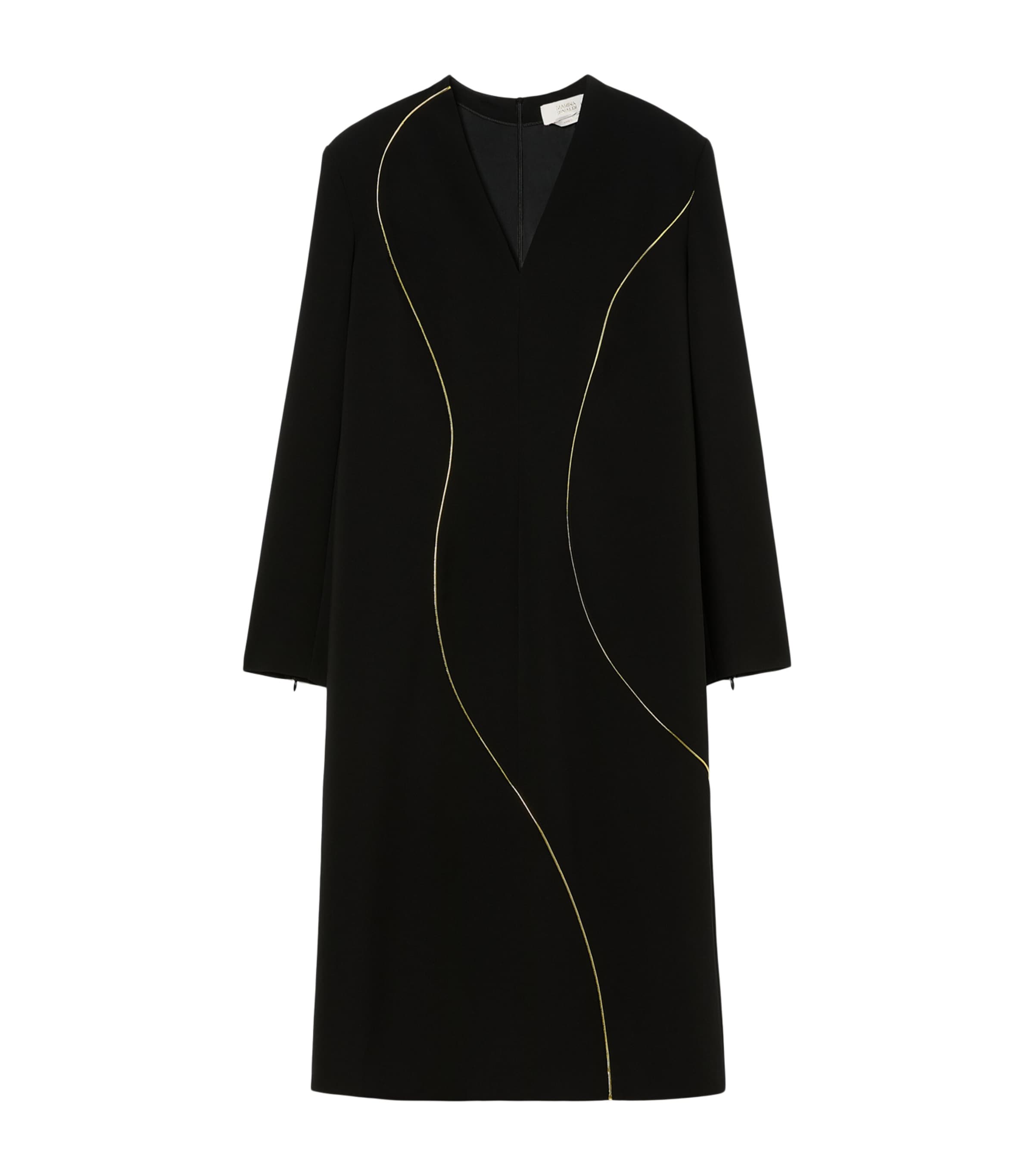 Marina Rinaldi Womens Curved Line V-Neck Midi Dress Black Image 1