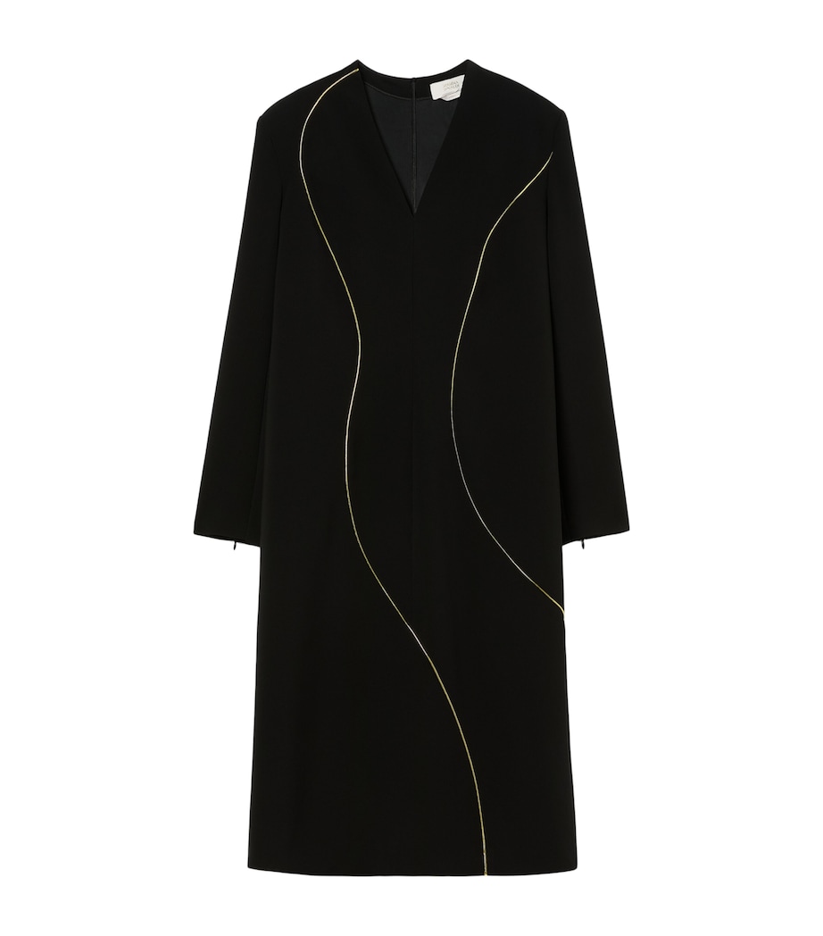 Marina Rinaldi Womens Curved Line V-Neck Midi Dress Black Image 1