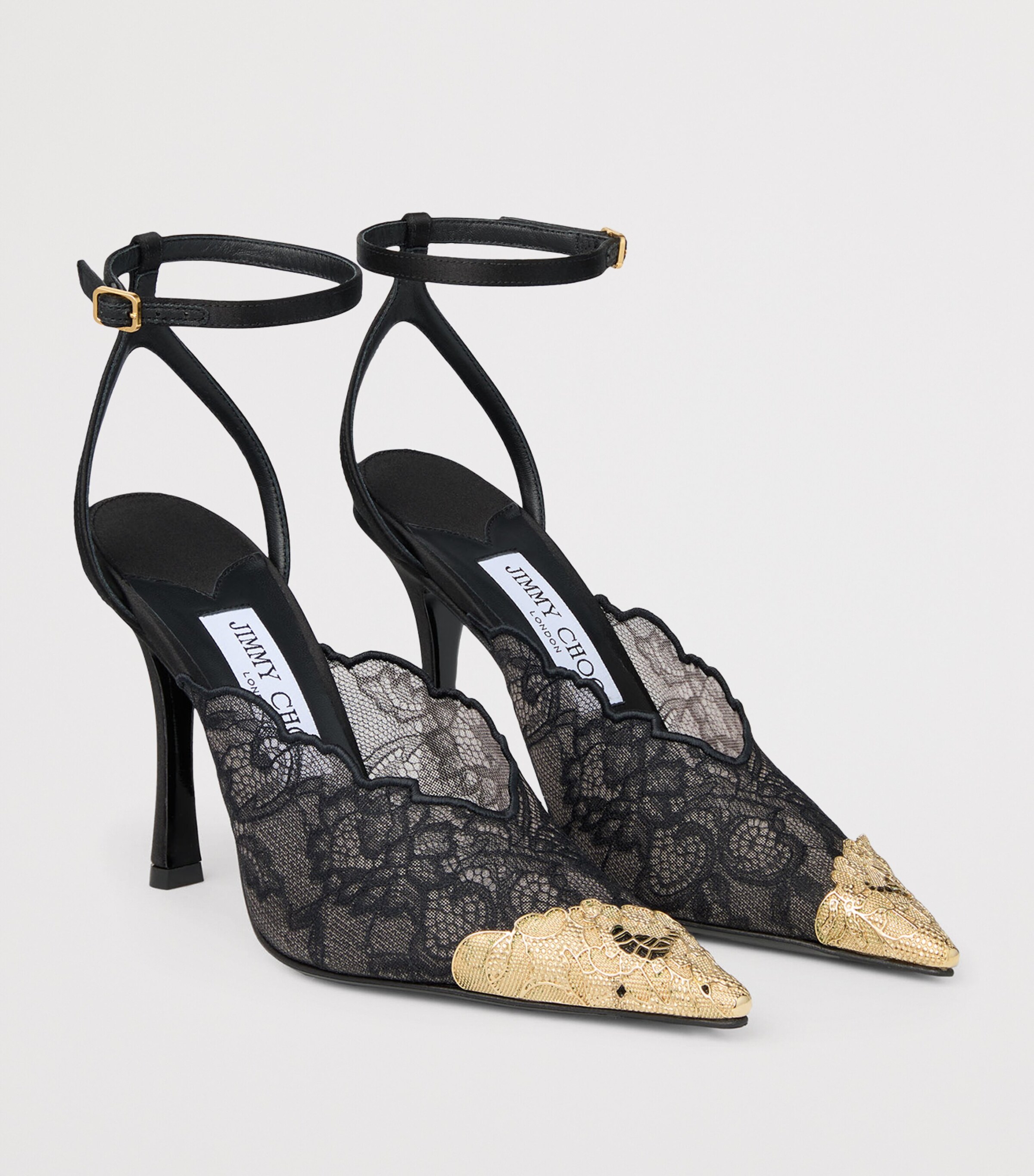 Jimmy Choo Faiz 100 Lace Pumps Black/vintage Gold Image 3