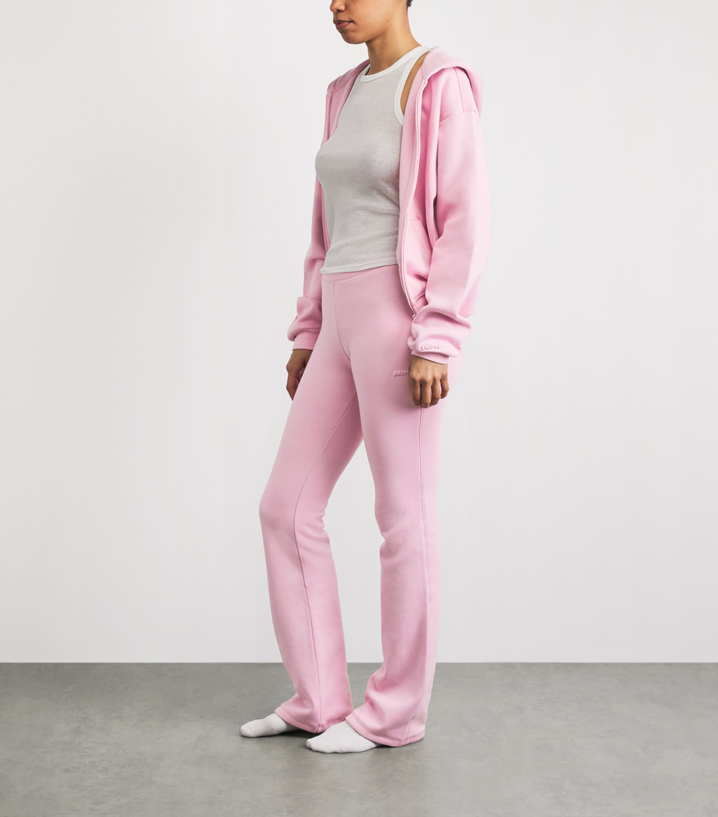 Skims Womens Cotton-Blend Fleece Slim Lounge Pants Halite Image 2