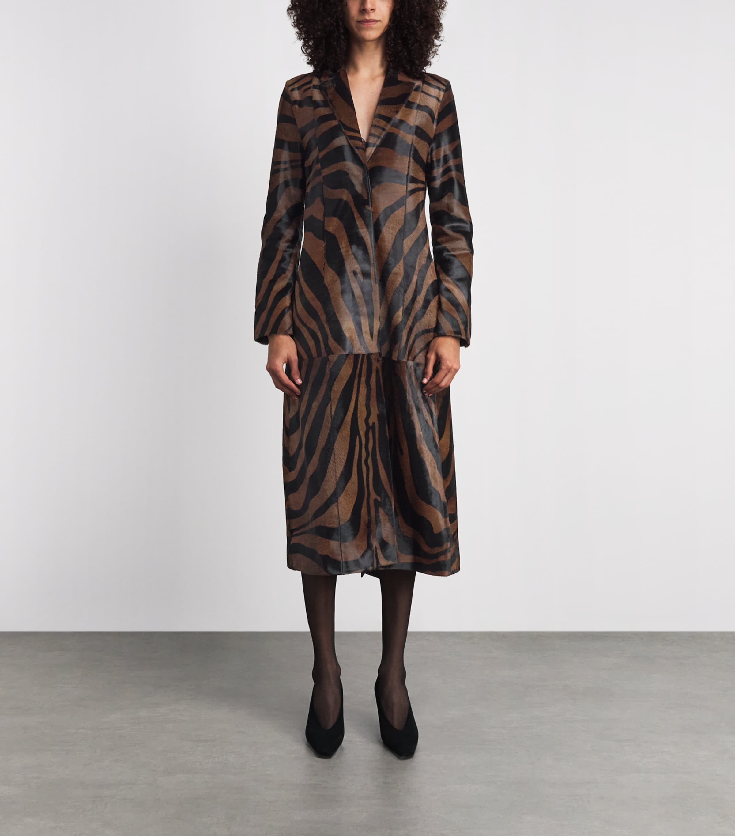 Simkhai Womens Leather Pony Hair Zebra Rilo Coat Zebra Image 4