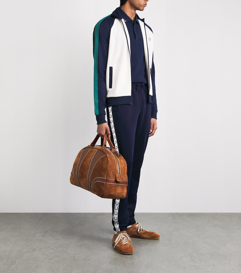 Fred Perry Mens Contrast-Sleeve Track Jacket Snow White Image 2