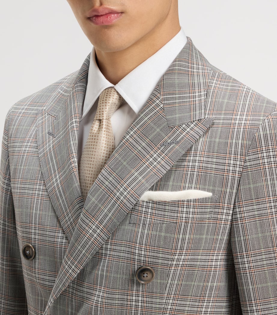 Virgin Wool-Silk Check Blazer 215 Image 5