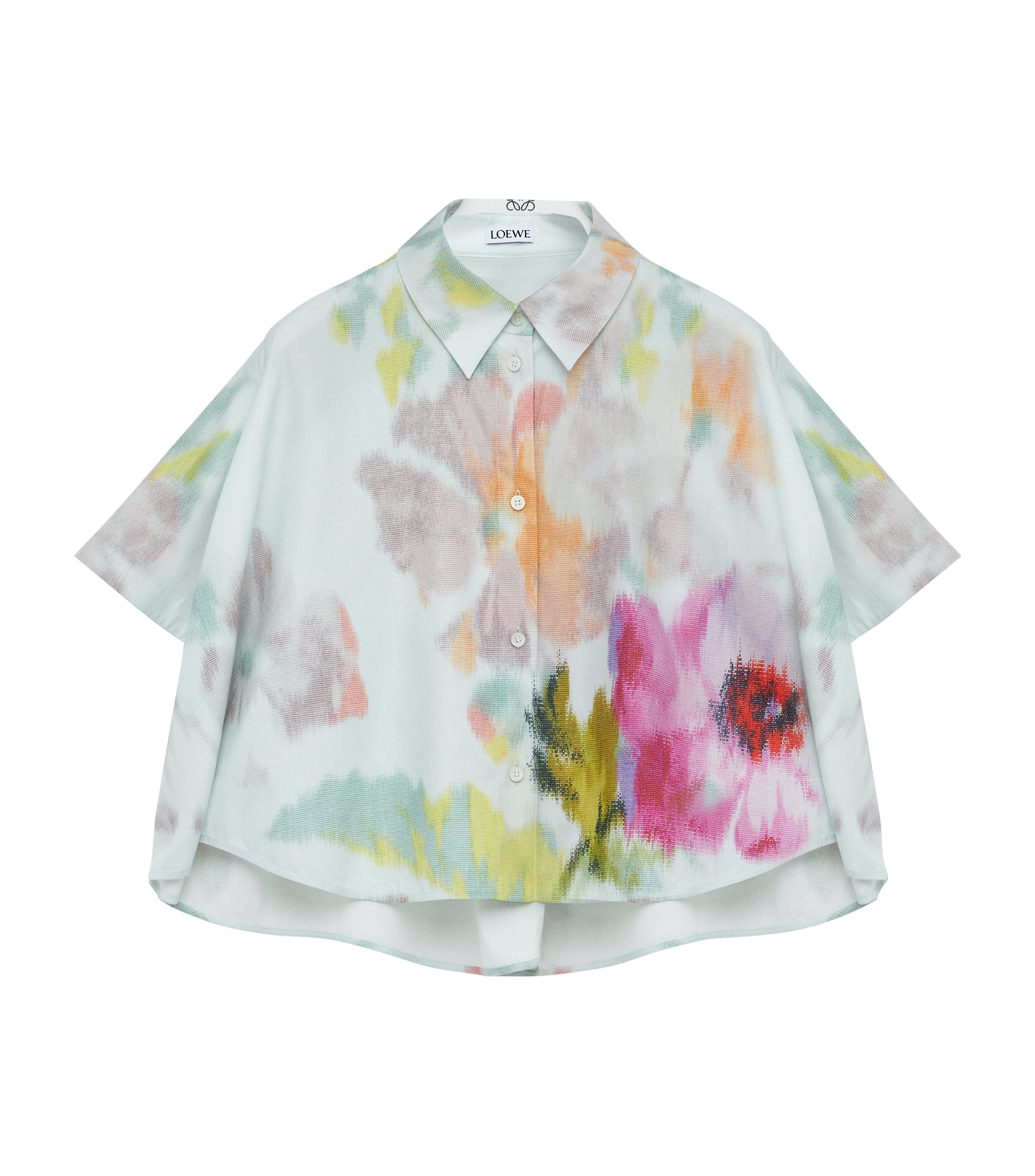 Loewe Short Sleeve Trapeze Shirt In Cotton And Silk