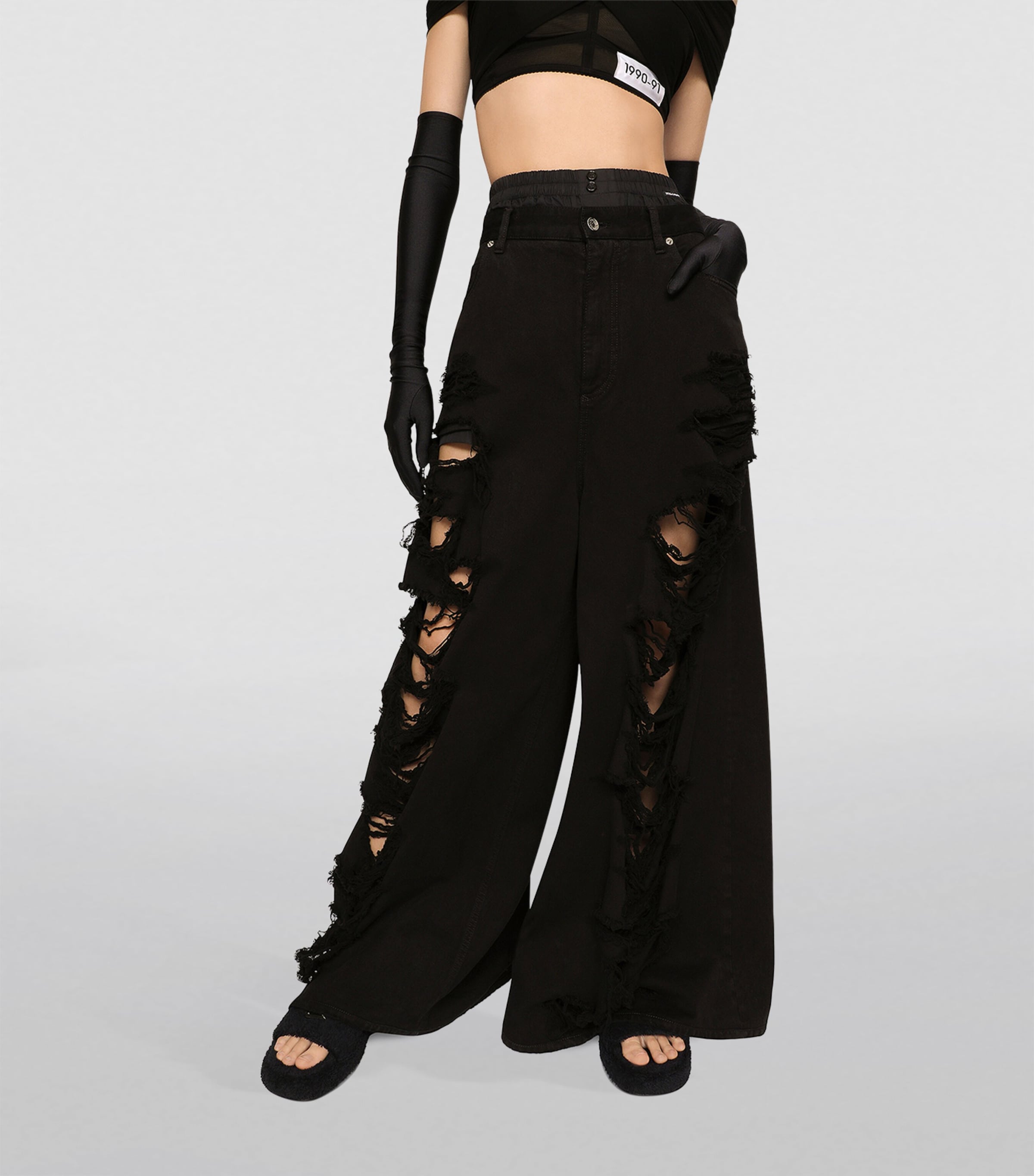 KIM DOLCE&GABBANA Distressed High-Rise Oversized Jeans S9001-COMBINED COLOU Image 2