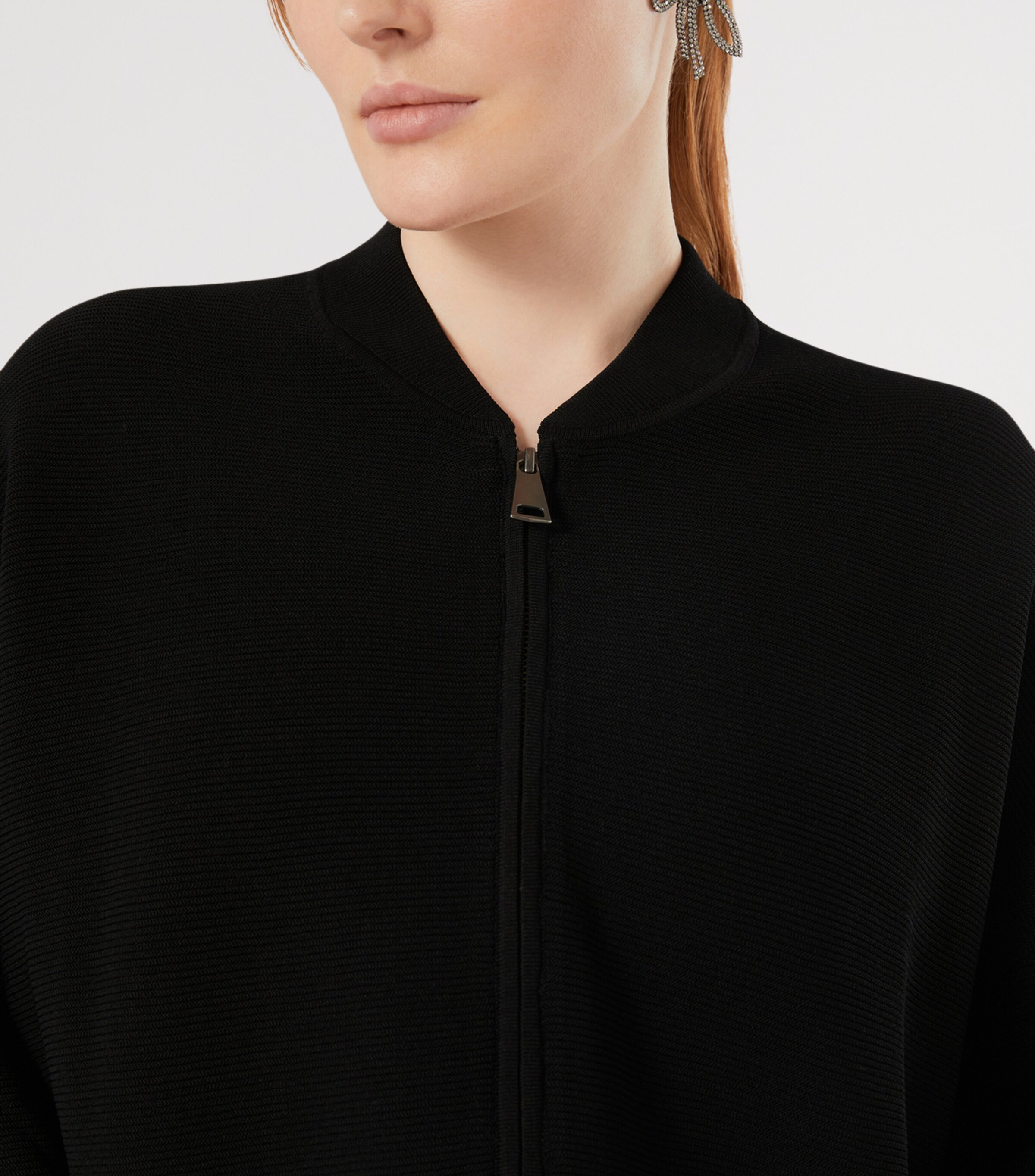 Marina Rinaldi Womens Zip-Up Cardigan Black Image 5