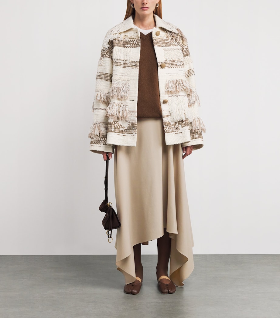 Wool Asymmetric Handkerchief Midi Skirt 0001753 PLASTER Image 2