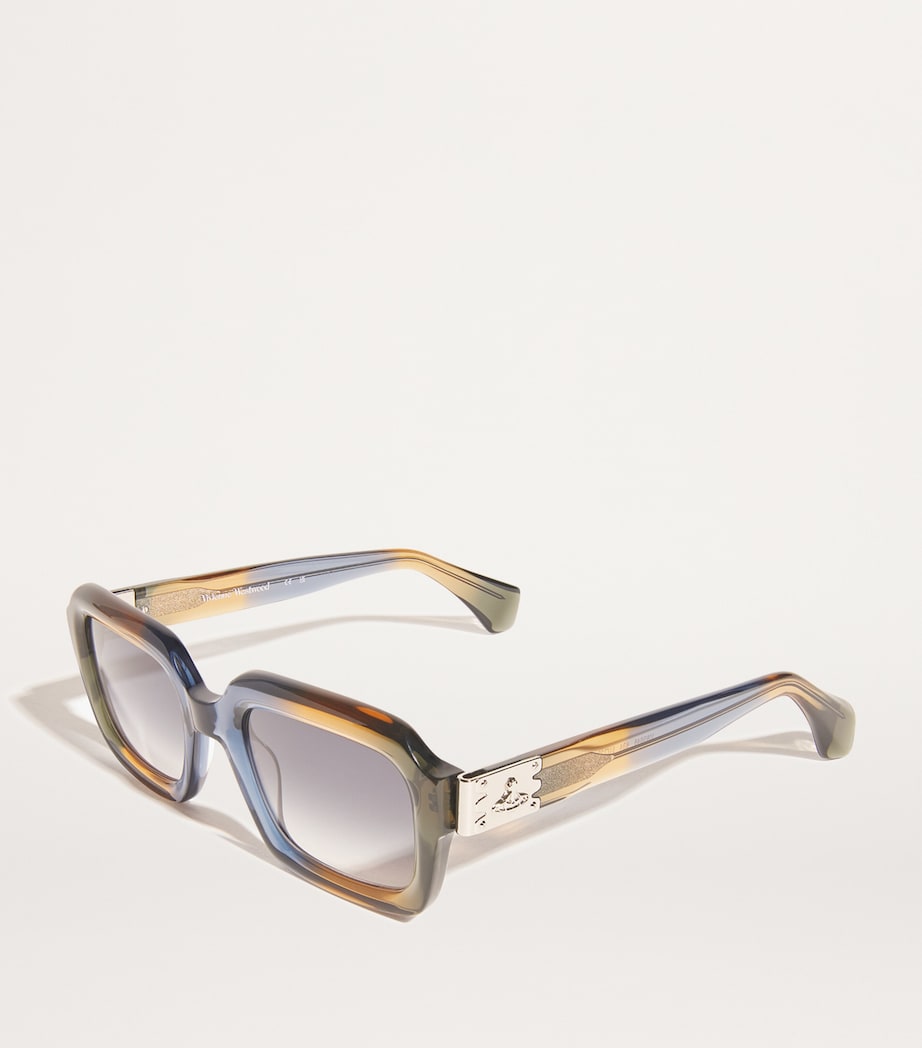 Gradient Rectangle Hardware Sunglasses CRYSTAL BLUE/MUSTARD Image 2