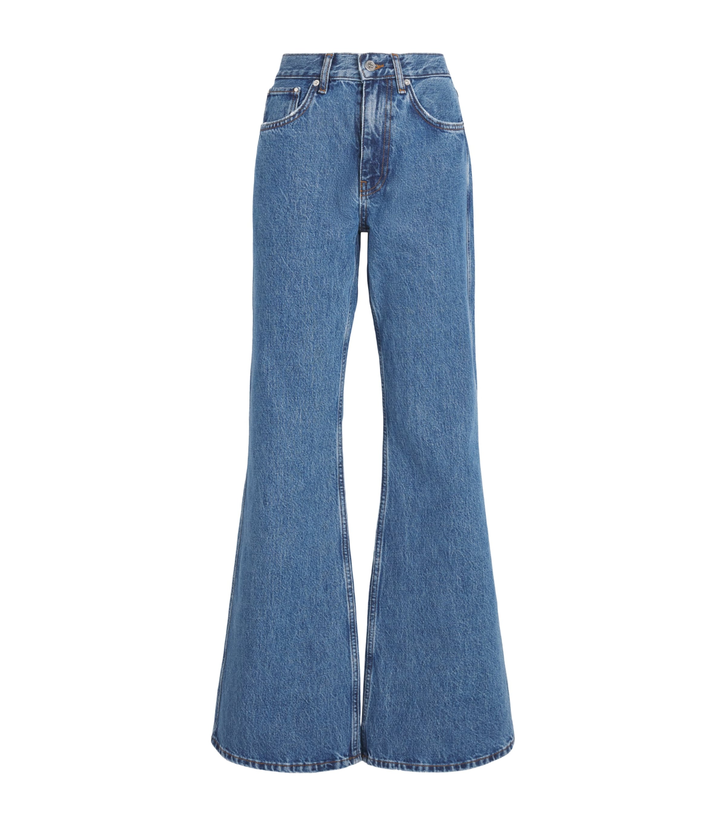 ANINE BING Womens Wyatt High-Rise Flared Jeans Blue Image 1
