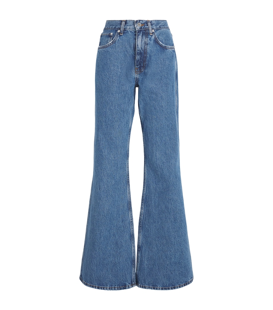 ANINE BING Womens Wyatt High-Rise Flared Jeans Blue Image 1