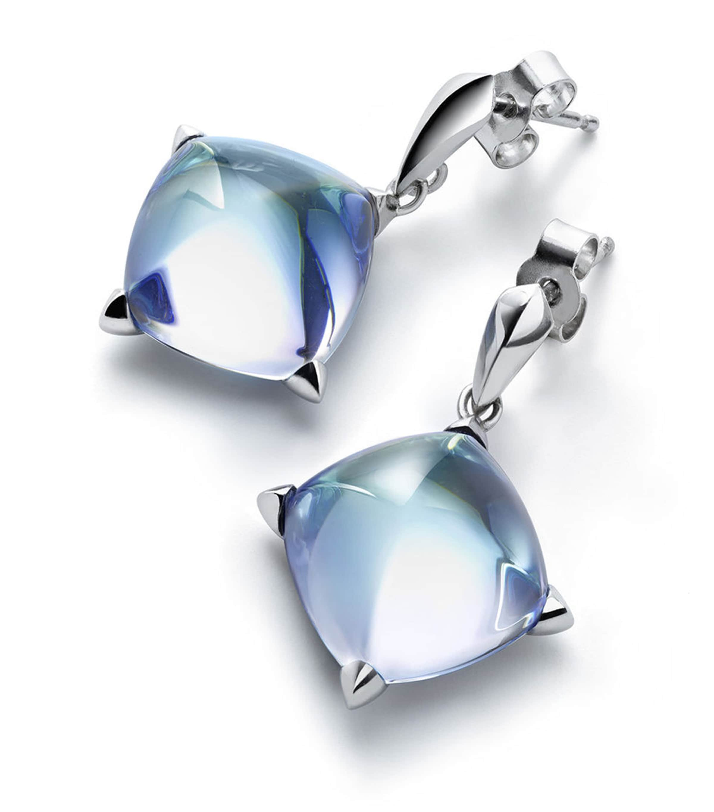 Baccarat Sterling Silver Médicis Aqua Mirror Earrings In Metallic