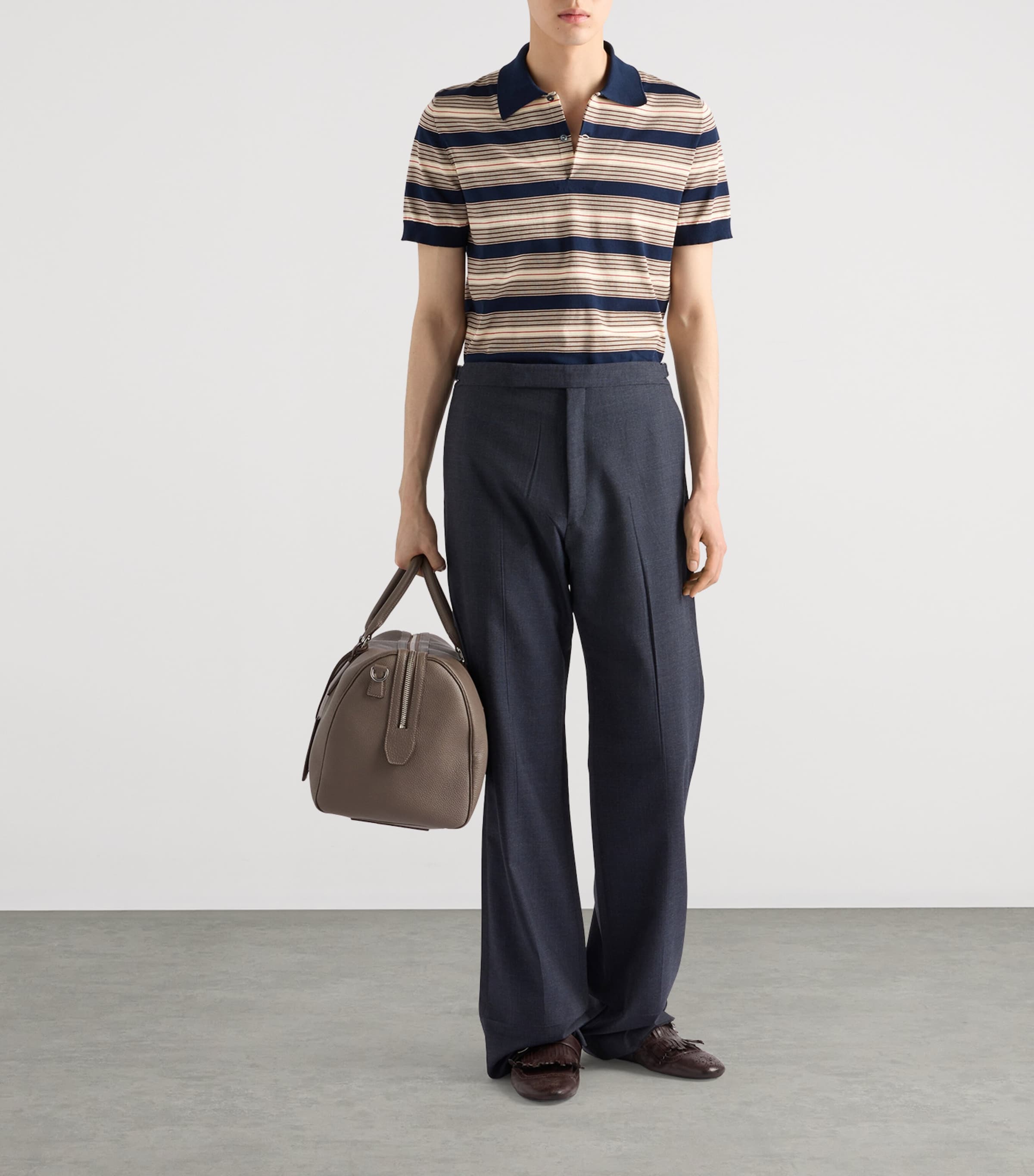 Cotton Stripe Polo Shirt F0008 Image 2