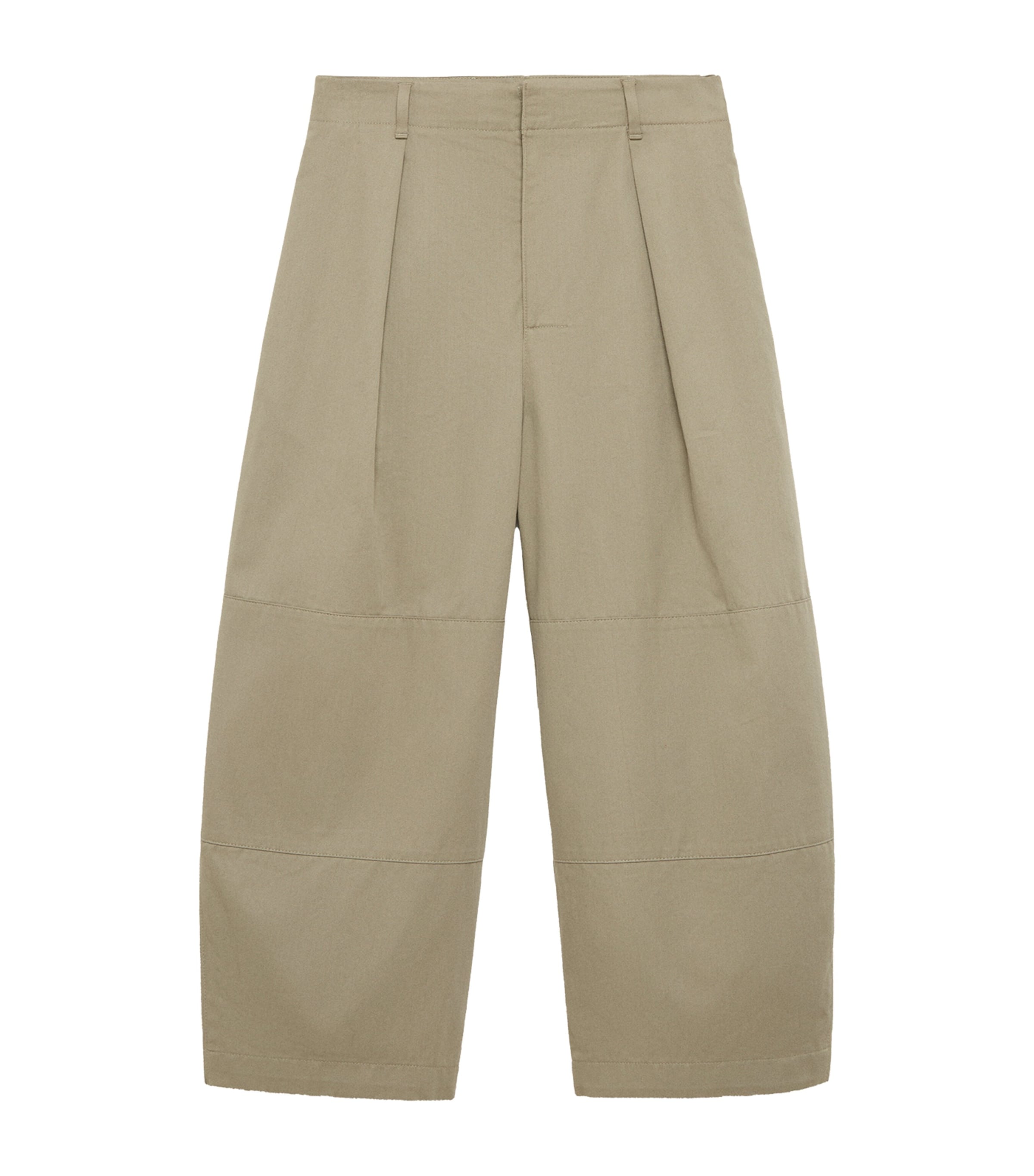 LOEWE Womens Cotton Utility Cropped Trousers Light Sage Image 1